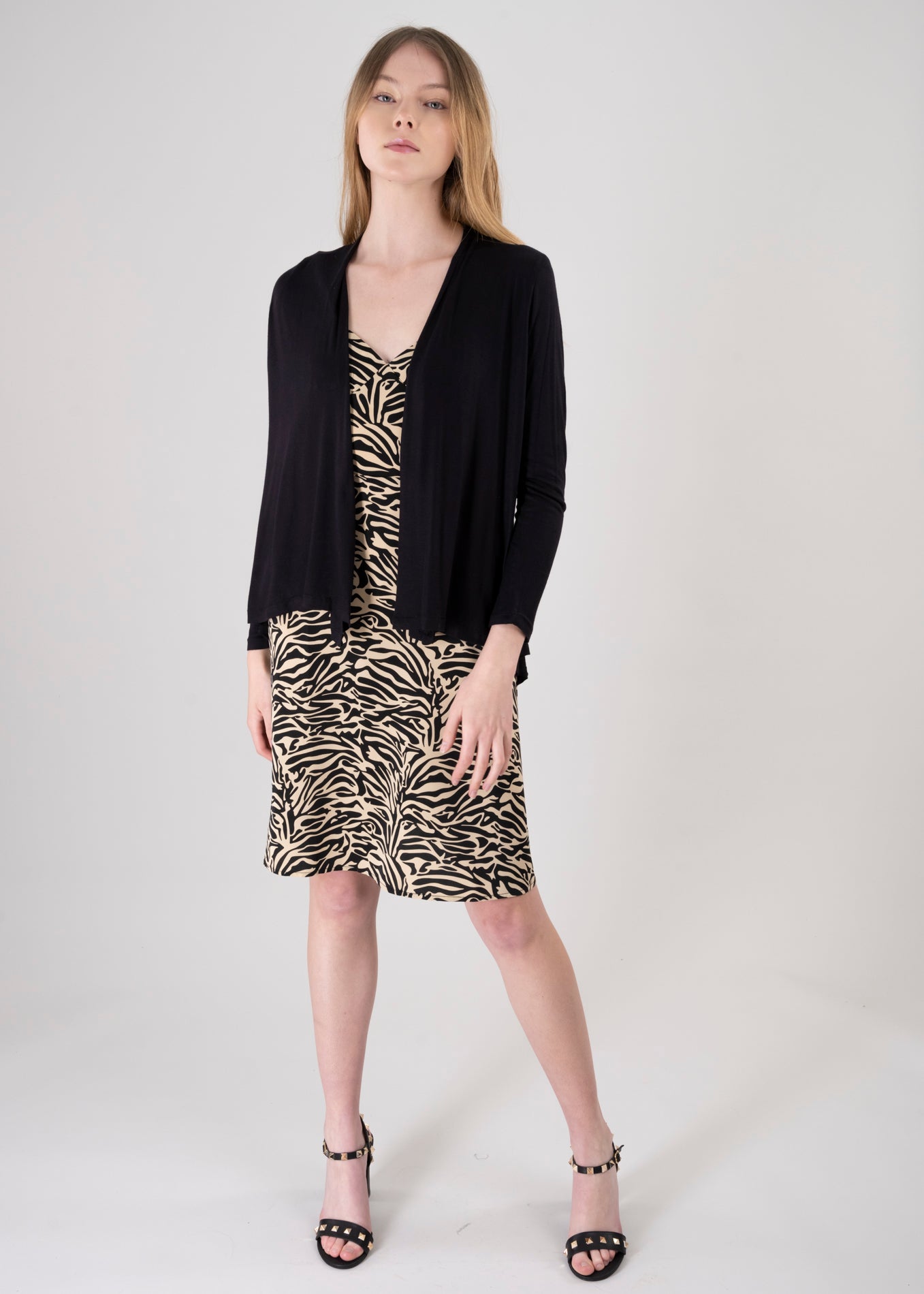 Cárdigan Liso Caída Cascada NEGRO