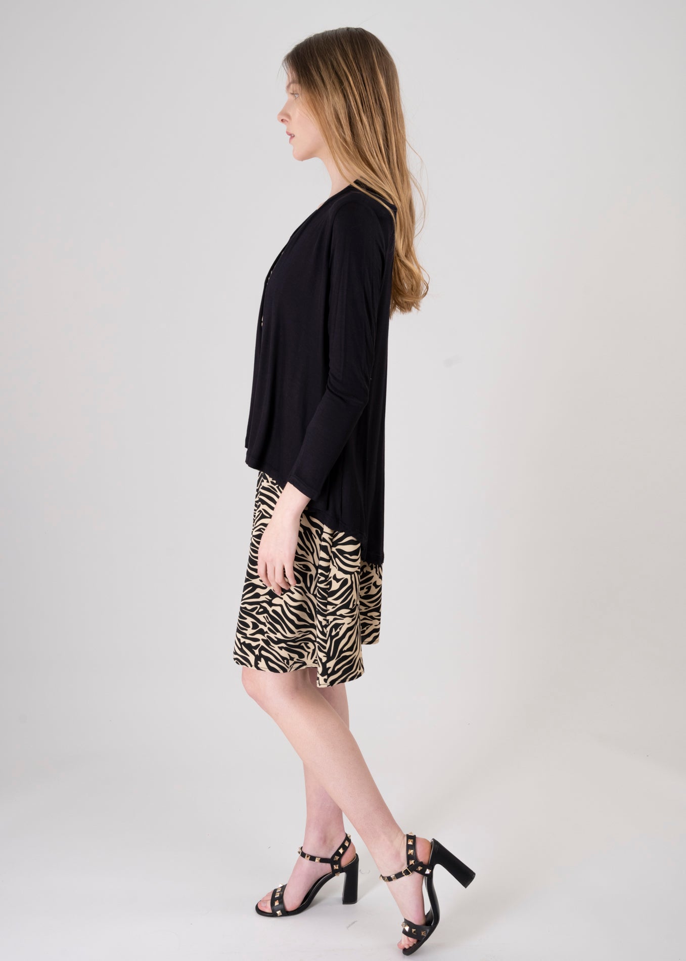 Cárdigan Liso Caída Cascada NEGRO