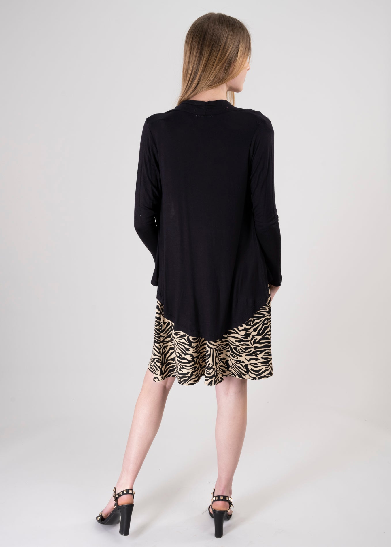 Cárdigan Liso Caída Cascada NEGRO