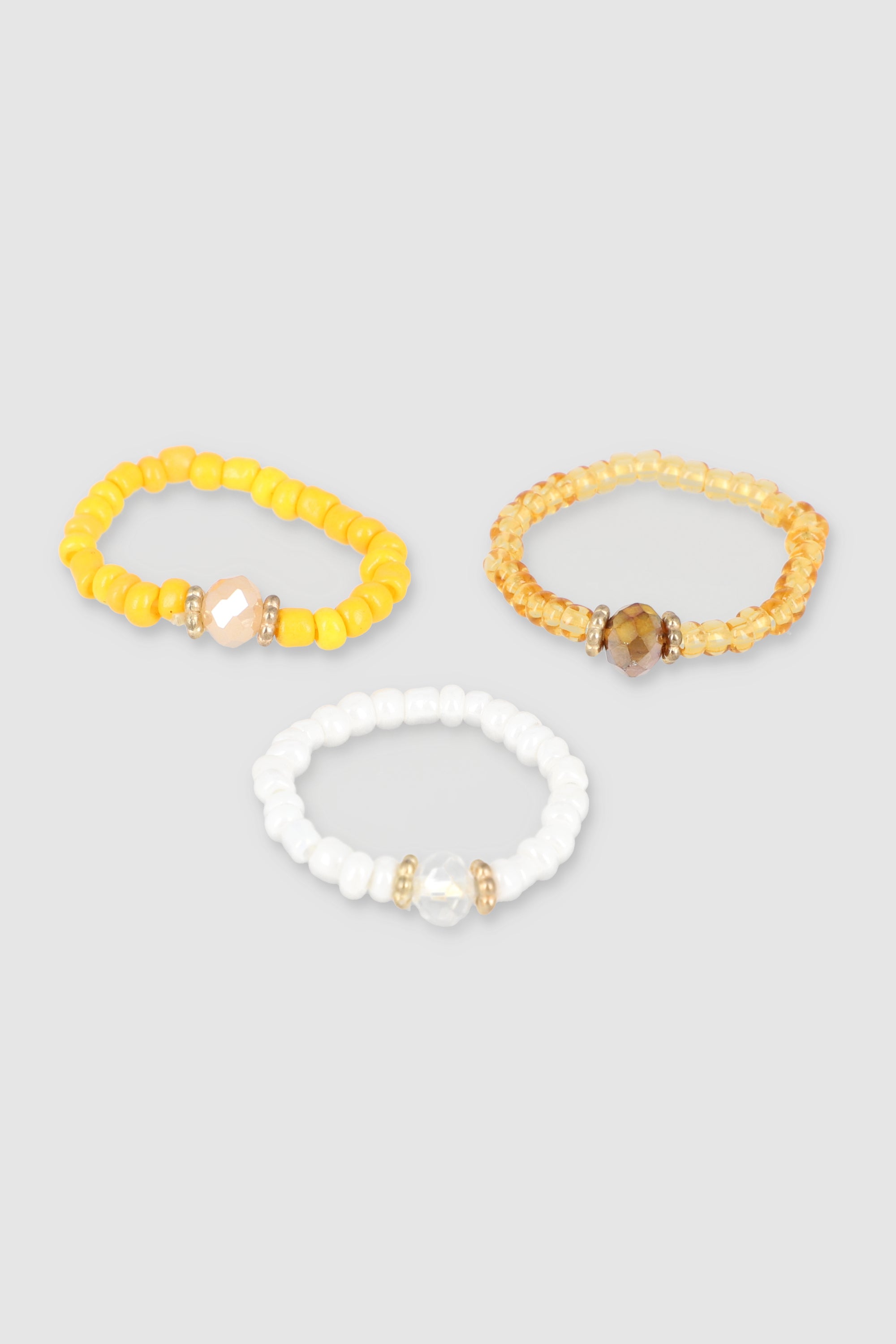 3 Pares Beads Rings YELLOW