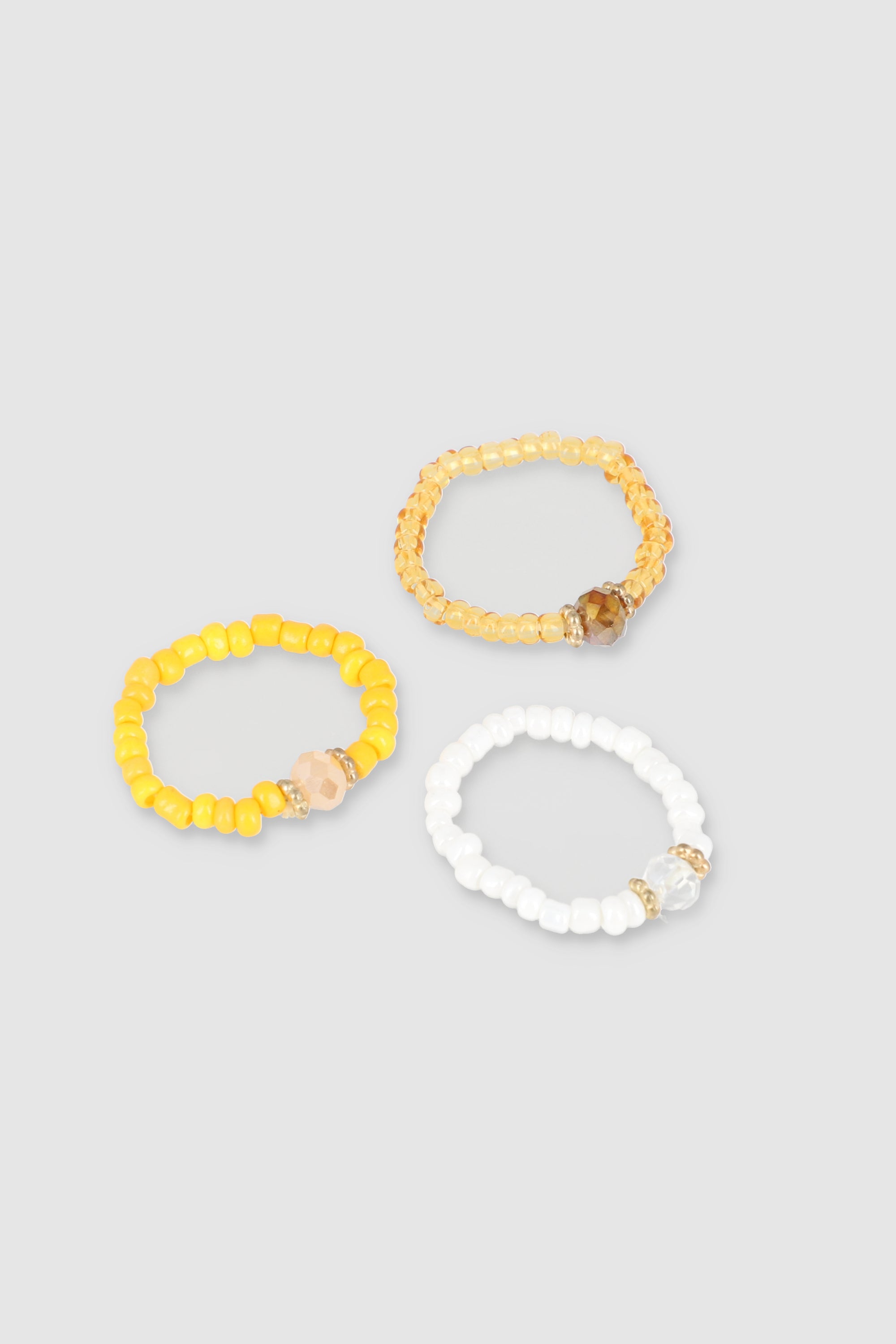 3 Pares Beads Rings YELLOW