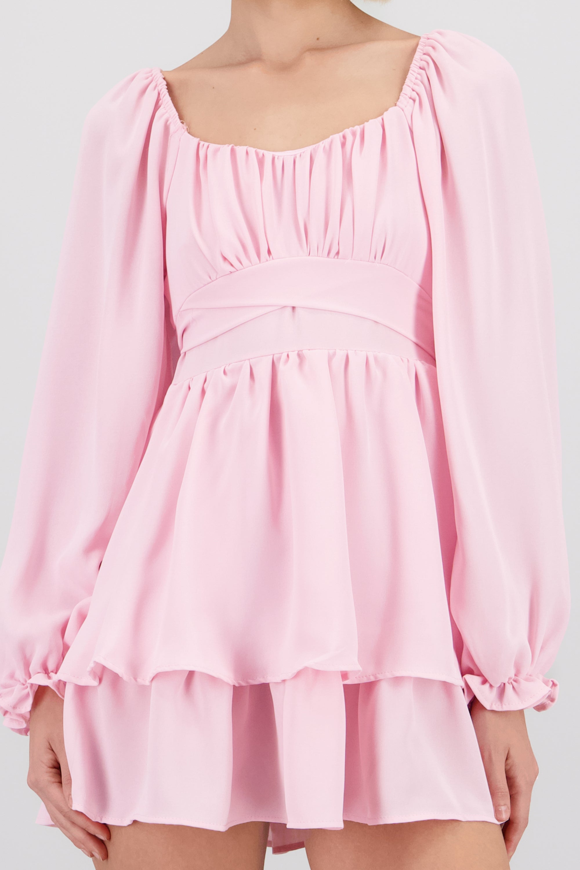 Vestido Mini Olanes Manga Larga ROSA PASTEL