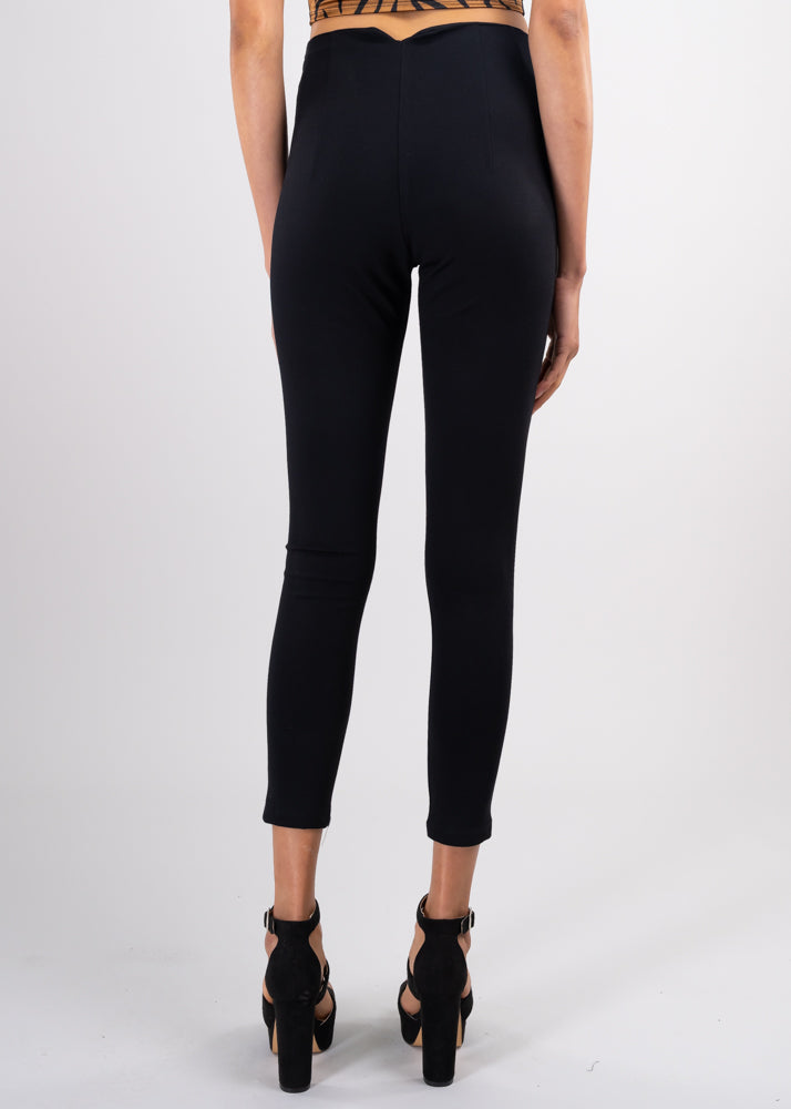 Pantalón Skinny Cintura Alta Pinzas NEGRO