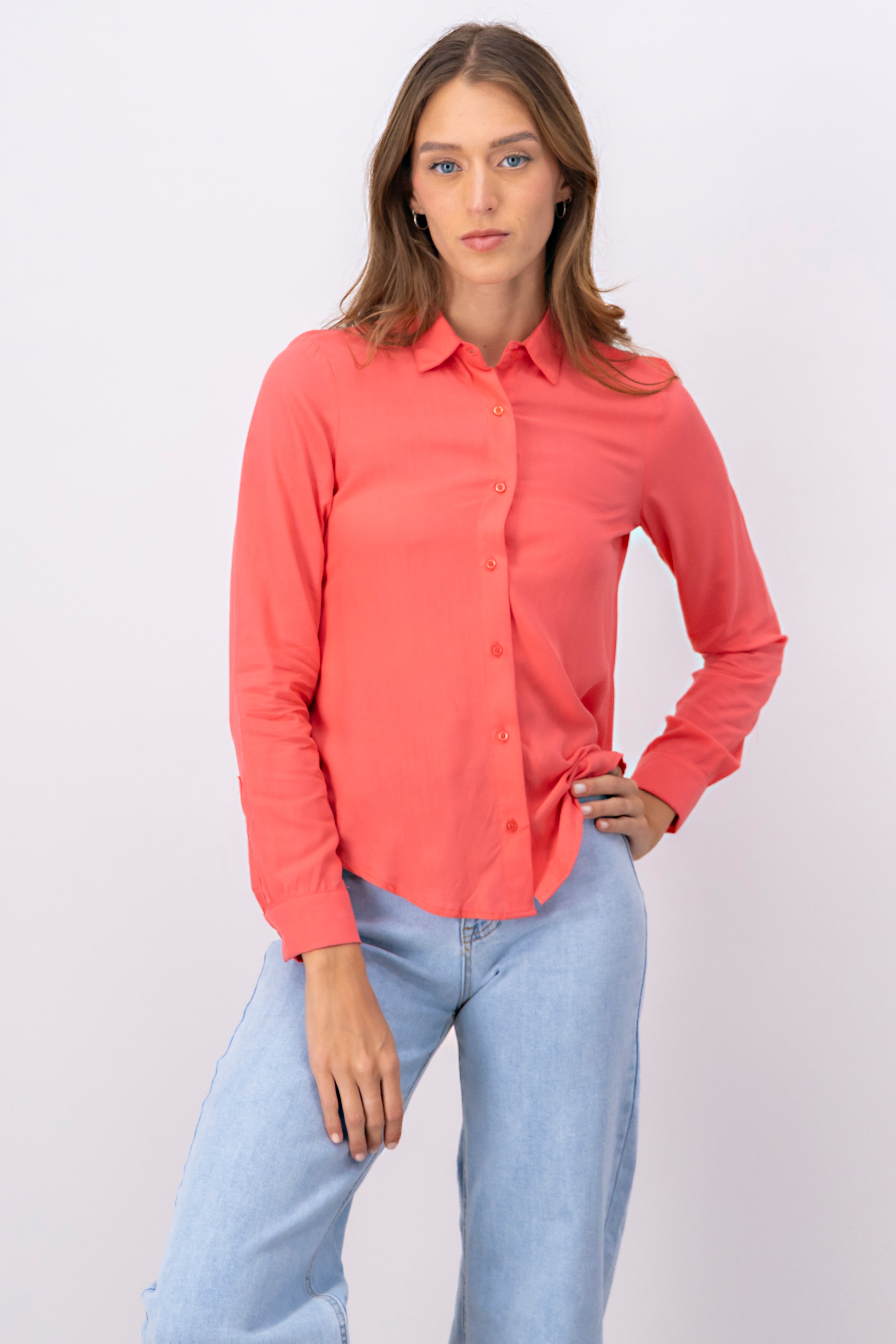 Camisa Manga Larga Lisa CORAL