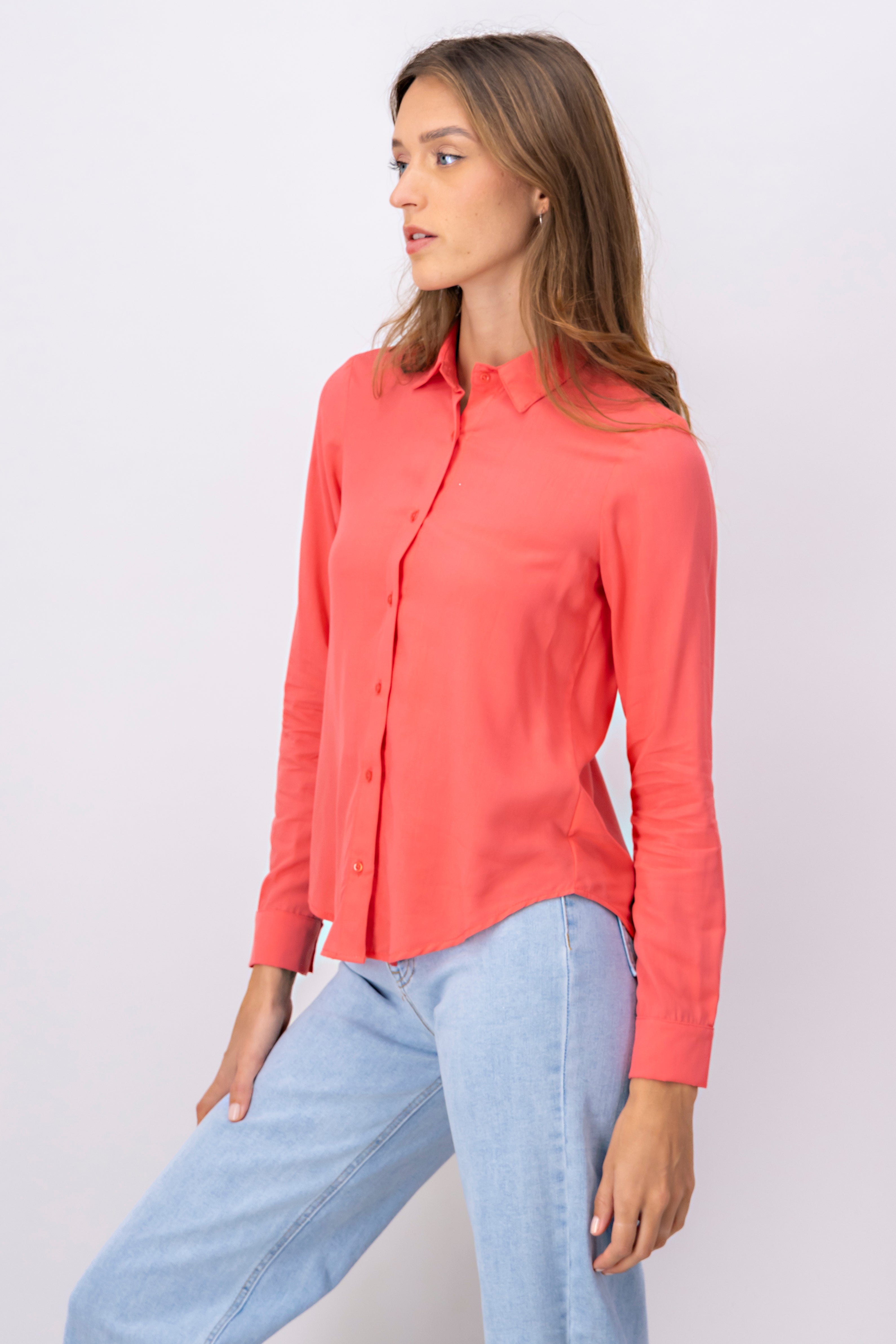 Camisa Manga Larga Lisa CORAL