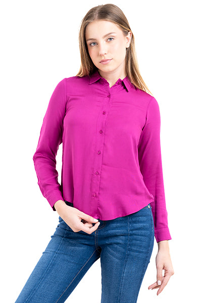 Camisa Manga Larga Lisa MAGENTA