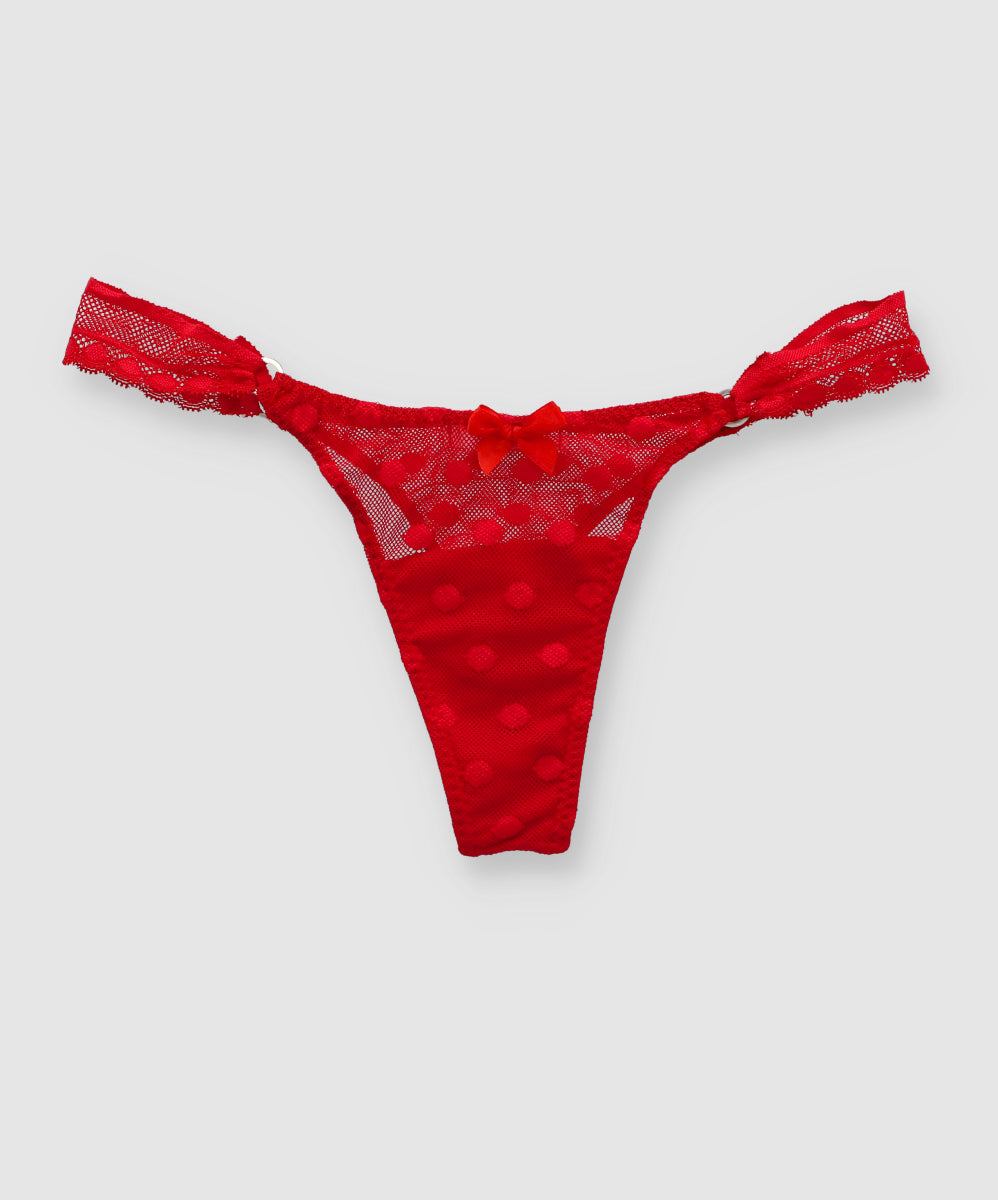 Tanga mesh rings lateral lace RED