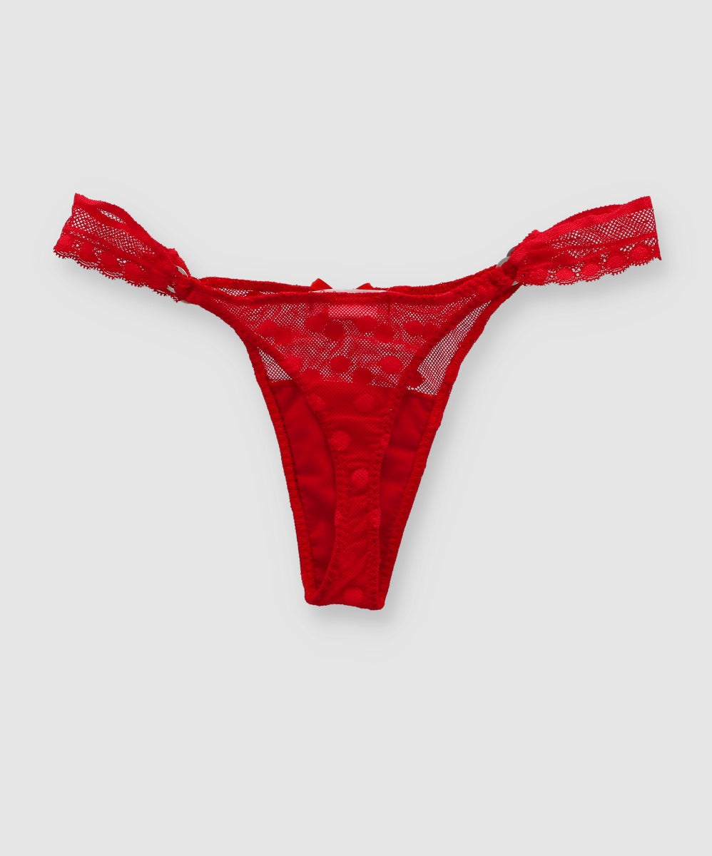 Tanga mesh rings lateral lace RED