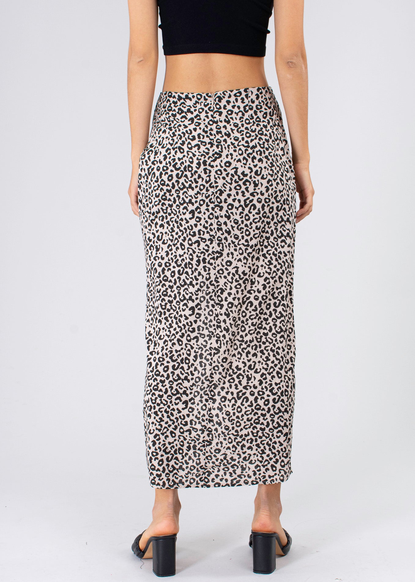 Falda Midi Animal Print Abertura Pierna CAFE COMBO