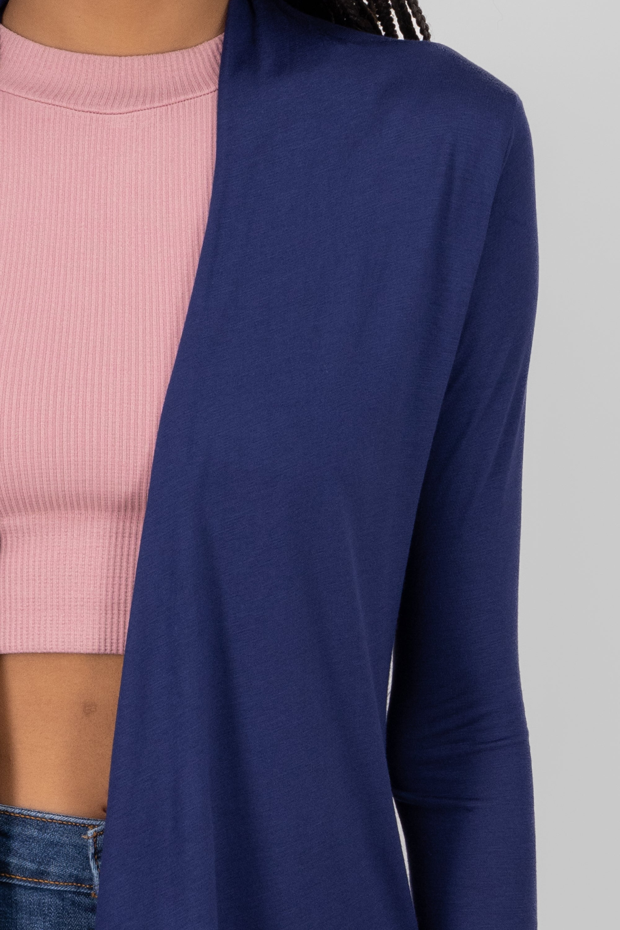 Cárdigan Corto Caída Cascada Manga Larga MARINO