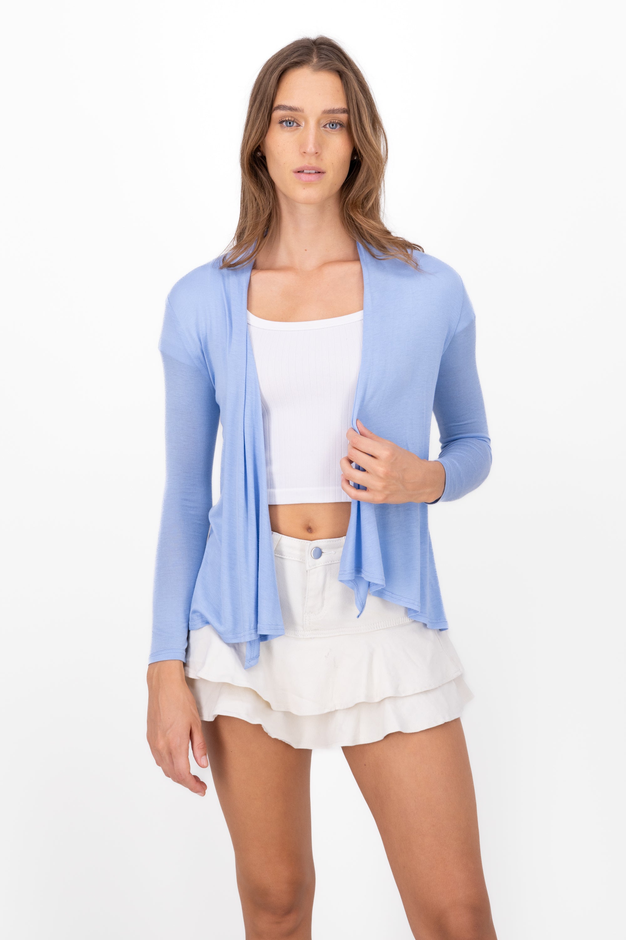 Cardigan Short Fall Waterfall Long Manga Sky blue