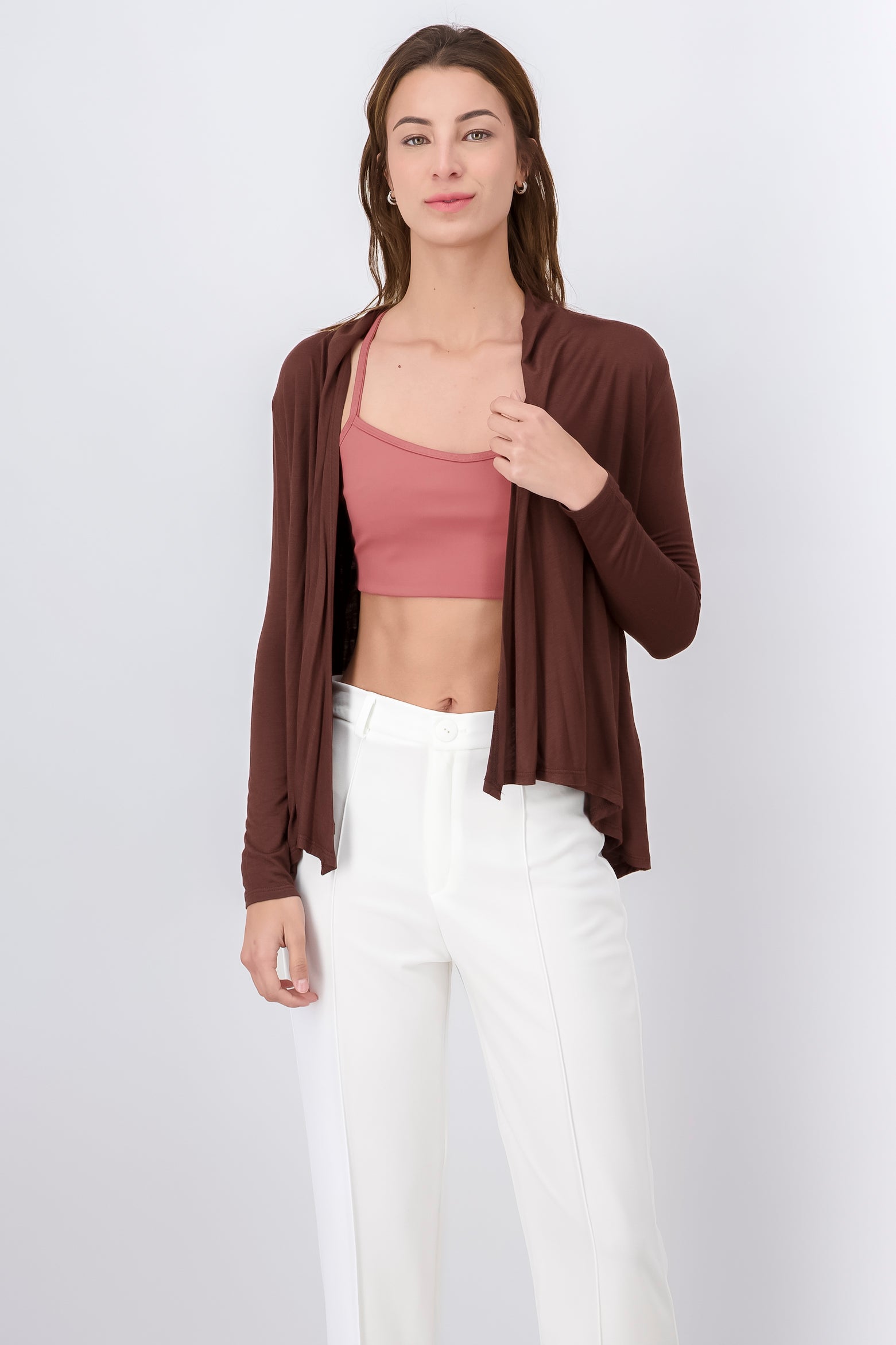 Cardigan Short Fall Waterfall Long Manga CHOCOLATE