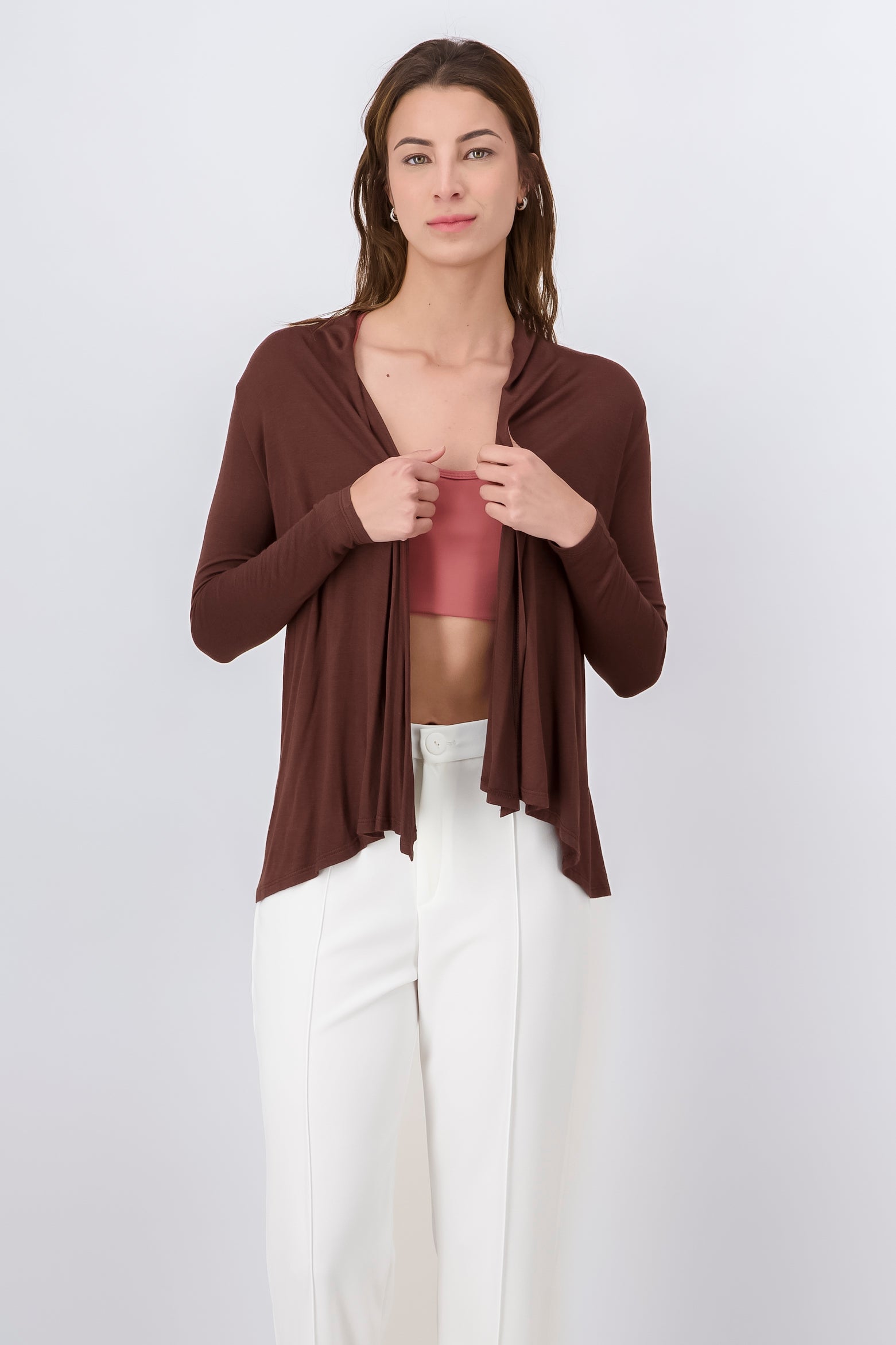 Cardigan Short Fall Waterfall Long Manga CHOCOLATE