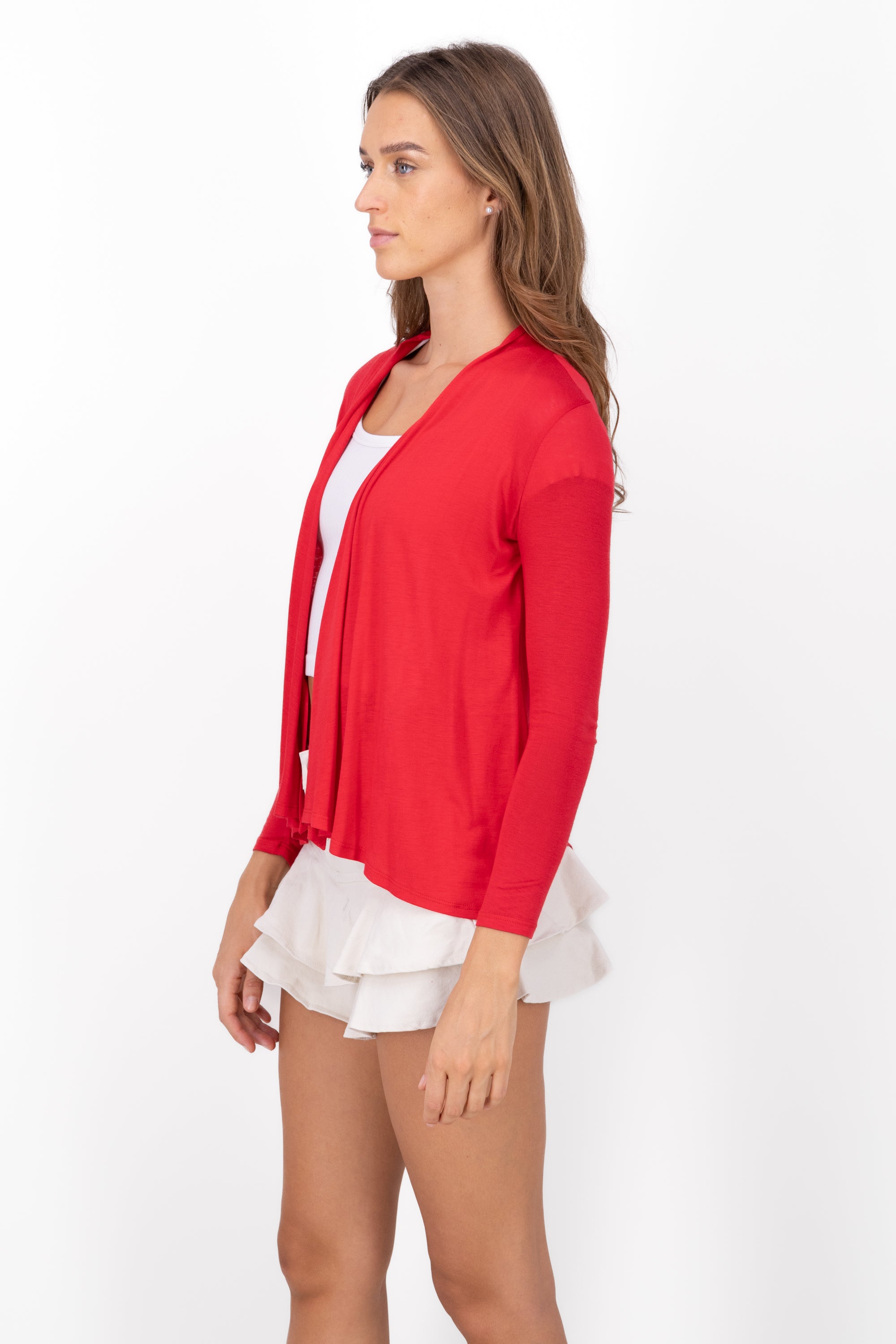 Cardigan Short Fall Waterfall Long Manga RED