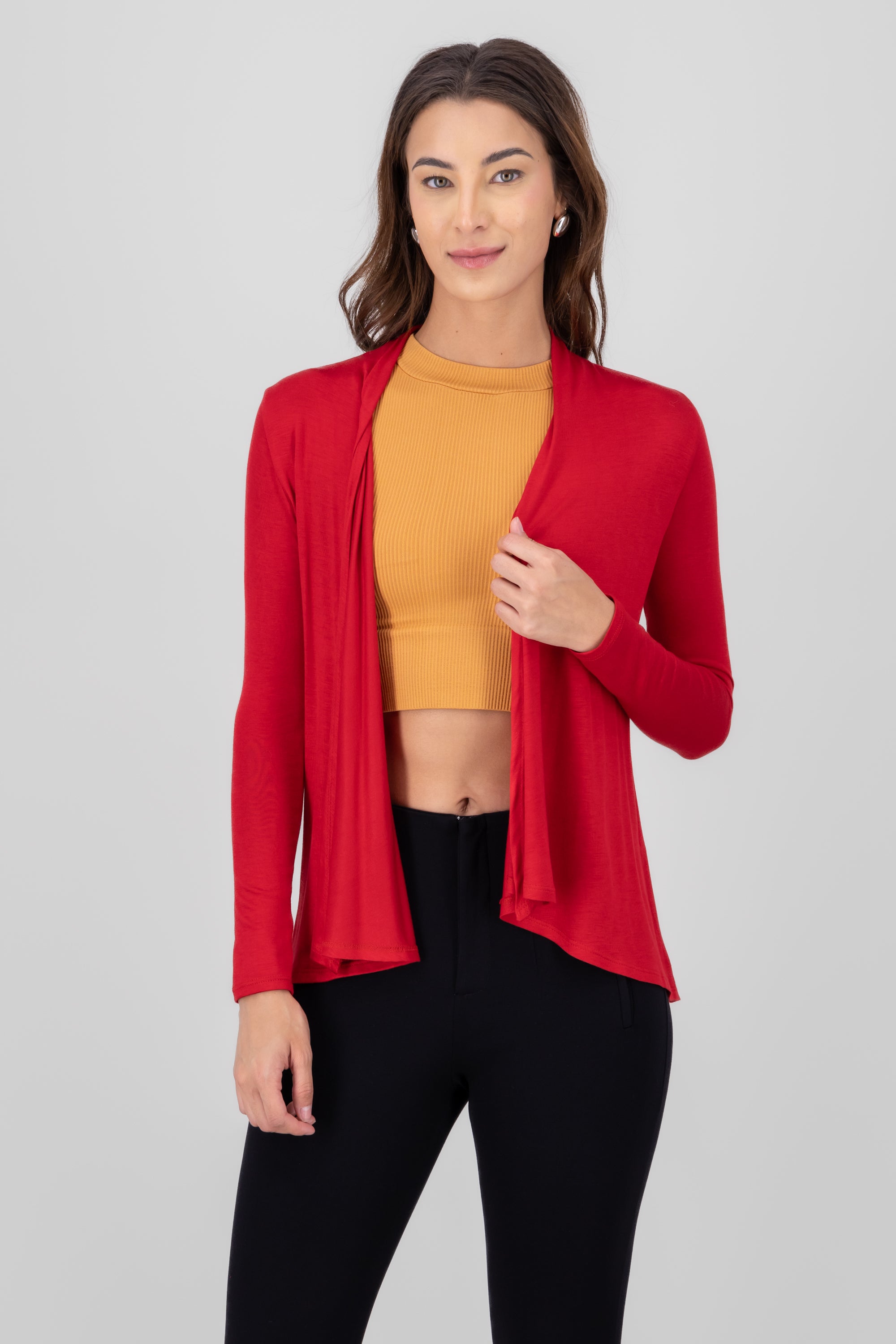 Cardigan Short Fall Waterfall Long Manga Burned red