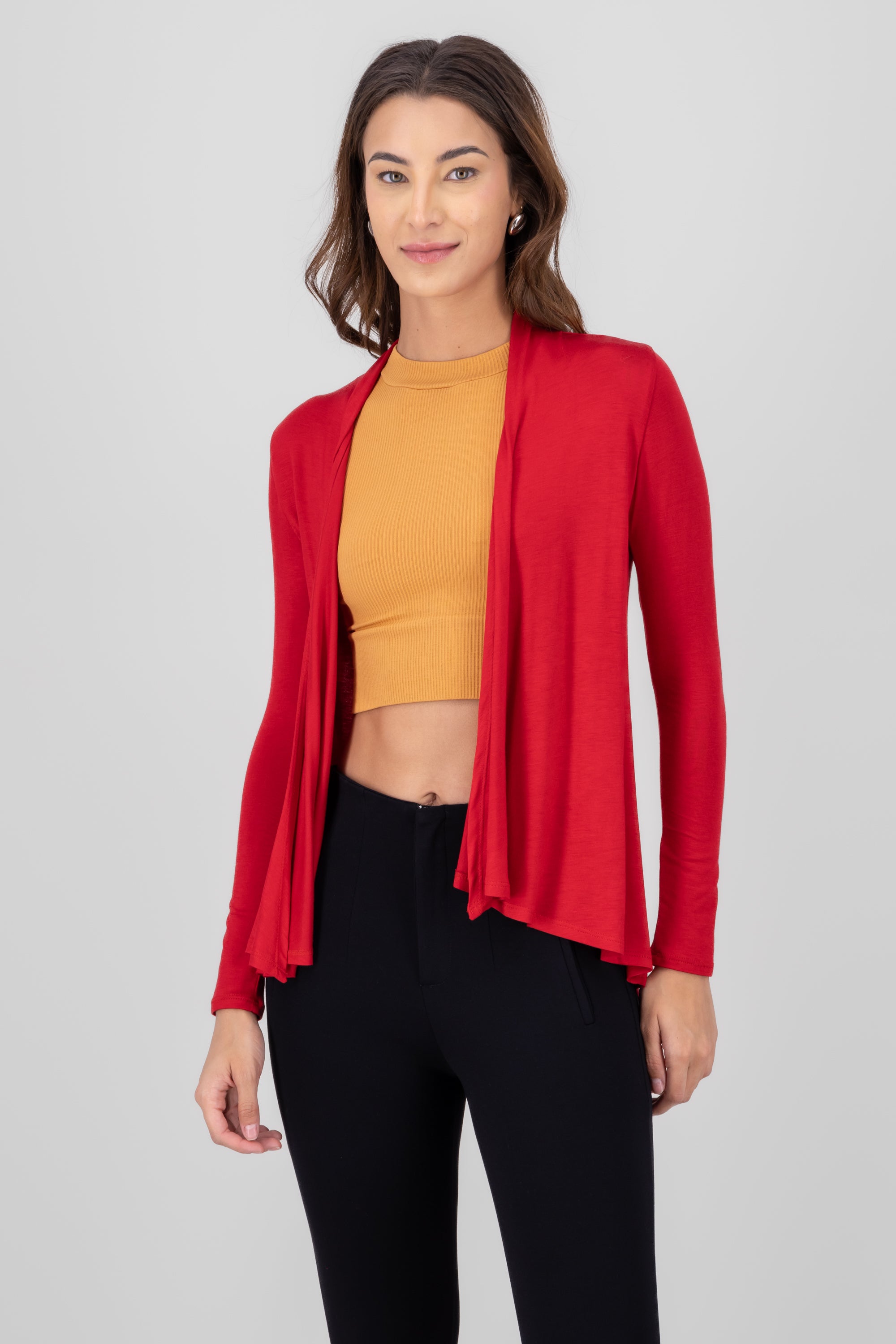 Cardigan Short Fall Waterfall Long Manga Burned red