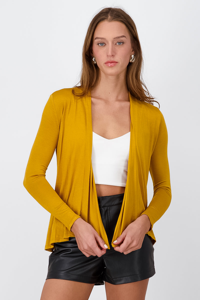 Cardigan Short Fall Waterfall Long Manga Dark mustard