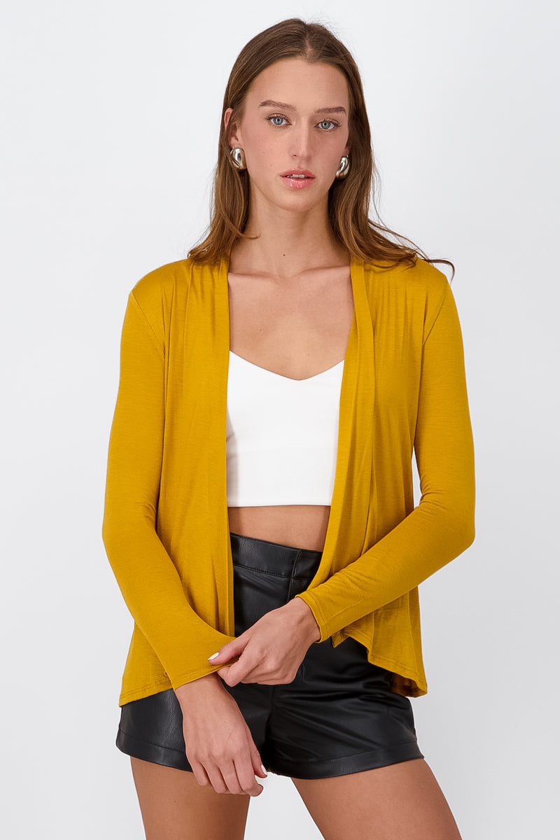 Cardigan Short Fall Waterfall Long Manga Dark mustard