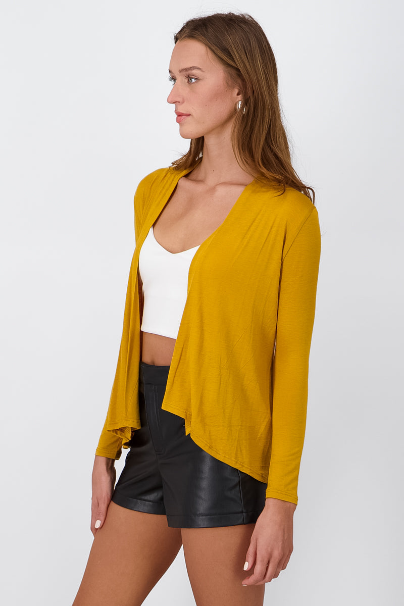 Cardigan Short Fall Waterfall Long Manga Dark mustard