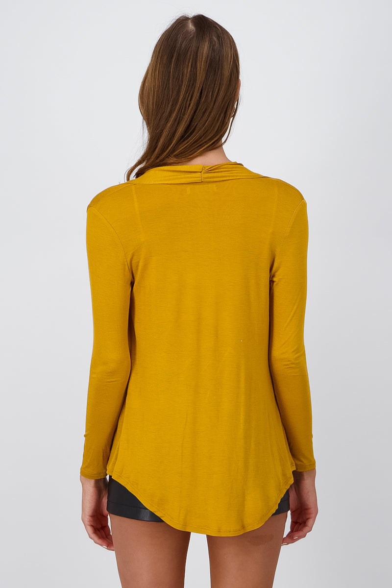 Cardigan Short Fall Waterfall Long Manga Dark mustard