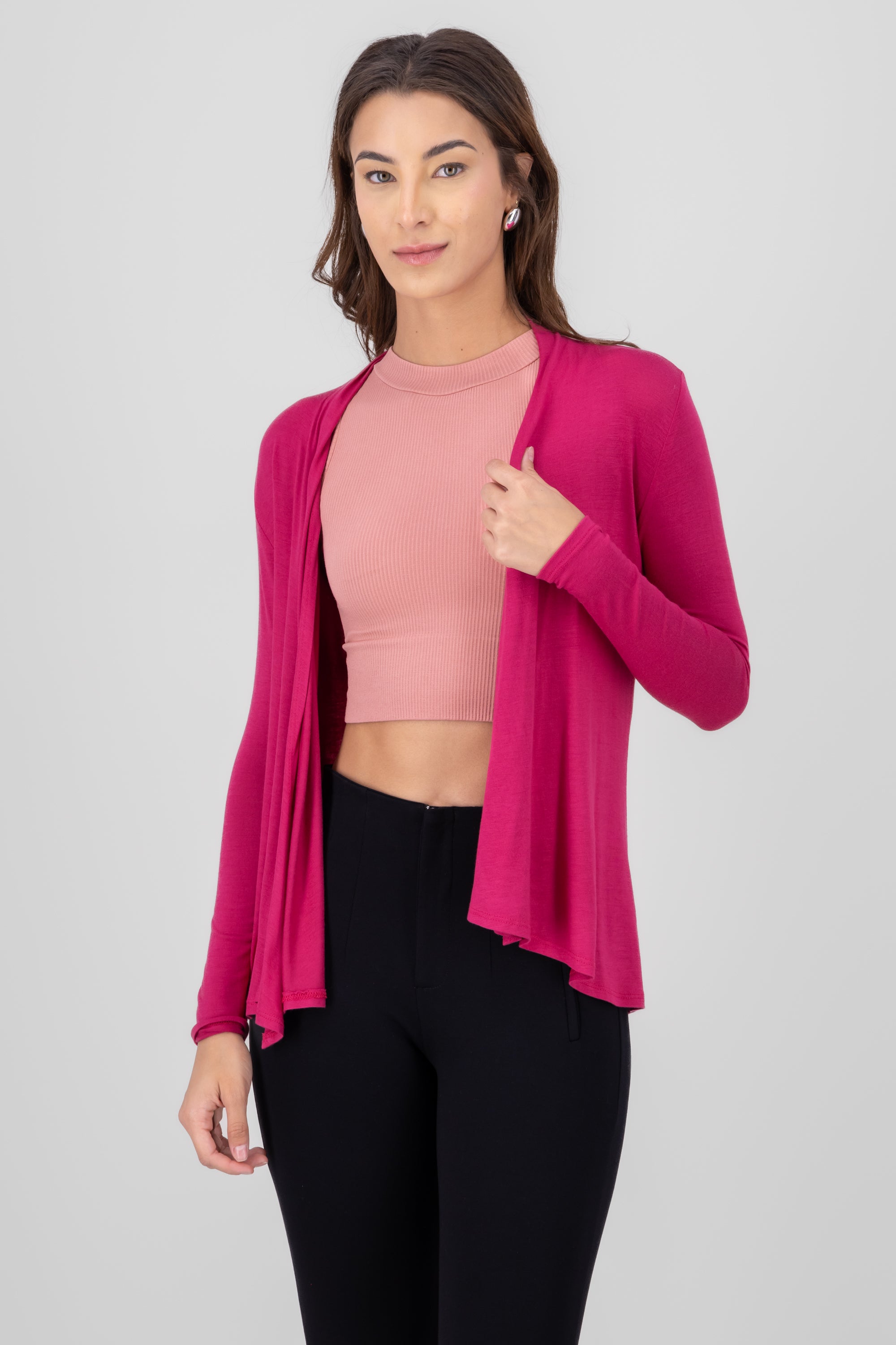 Cardigan Short Fall Waterfall Long Manga Bright pink