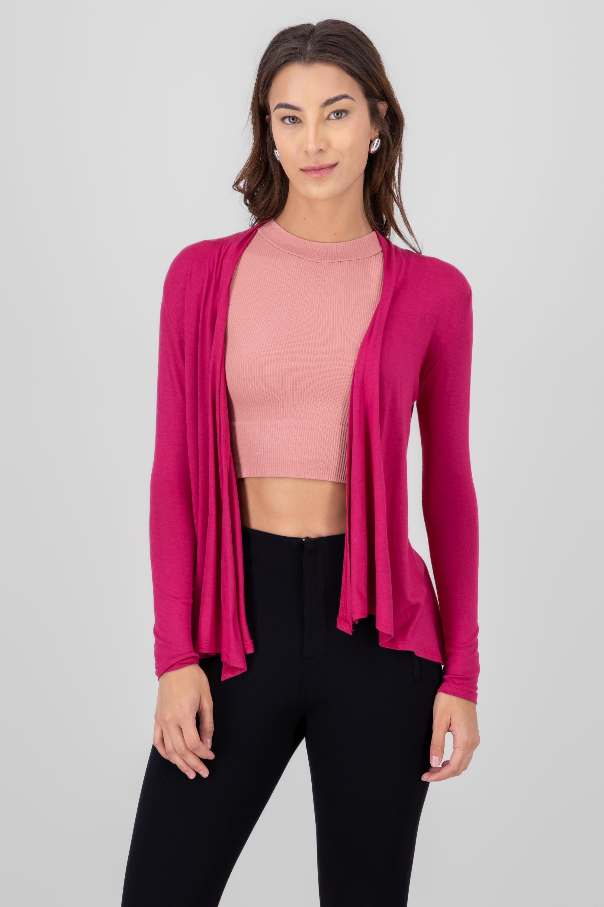 Cardigan Short Fall Waterfall Long Manga Bright pink