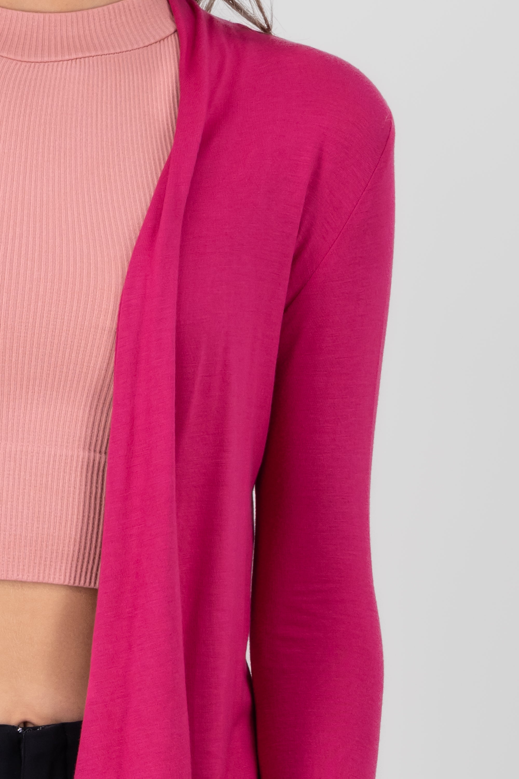 Cardigan Short Fall Waterfall Long Manga Bright pink