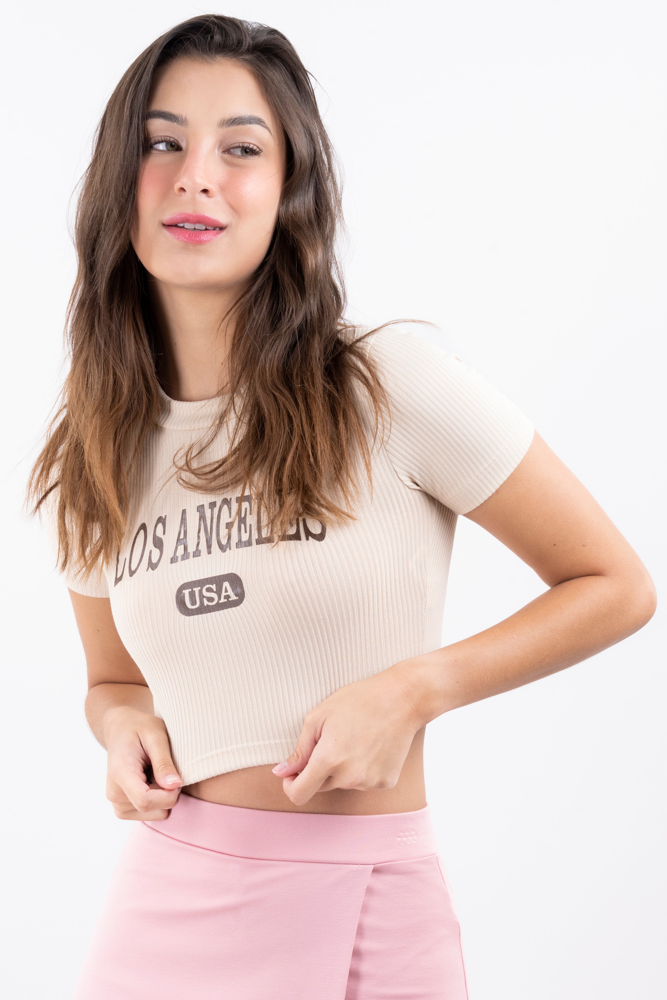 Top Cuello Alto Los Angeles BEIGE