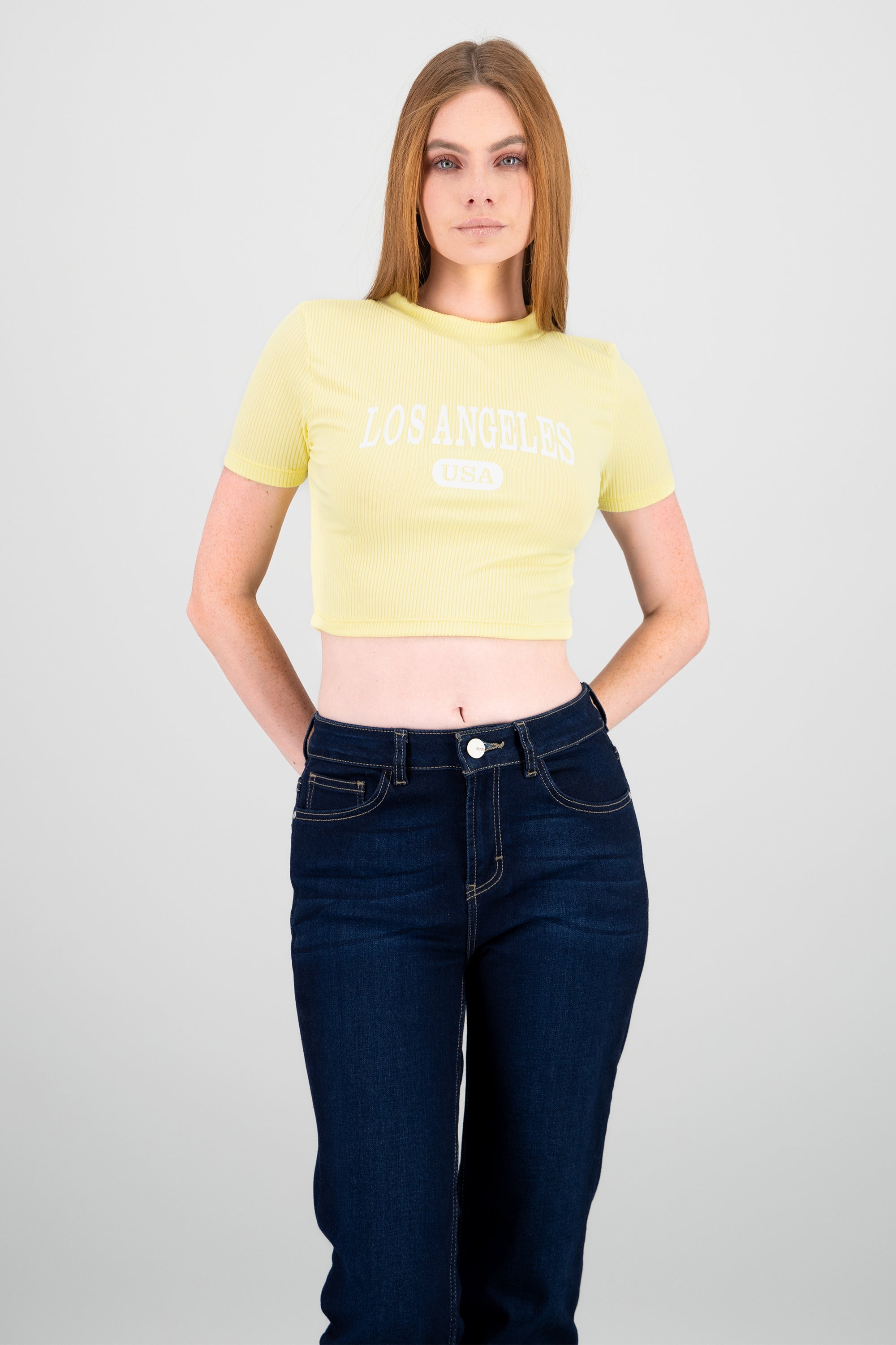 Top Cuello Alto Los Angeles AMARILLO PASTEL