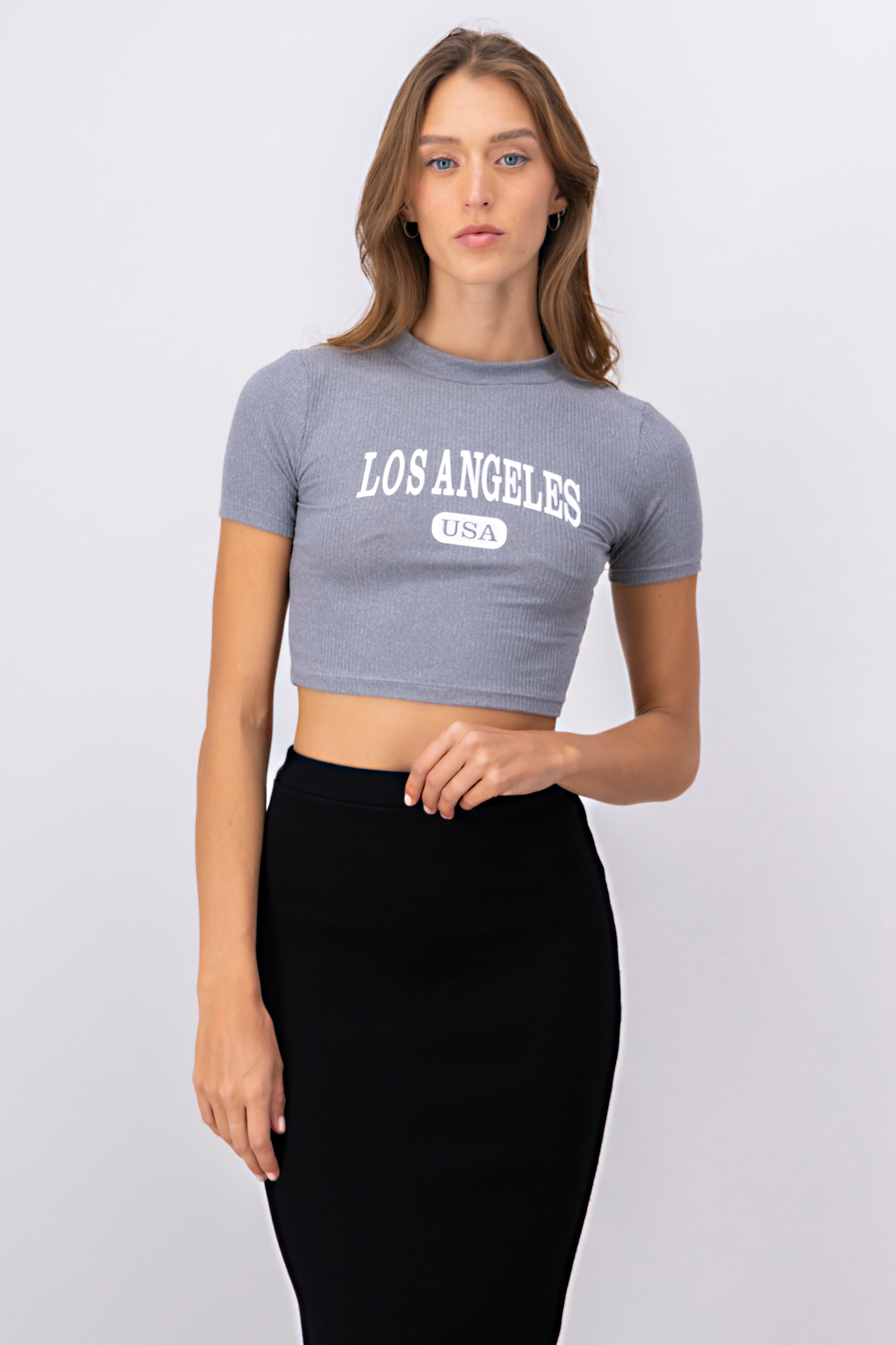 Top Cuello Alto Los Angeles GRIS