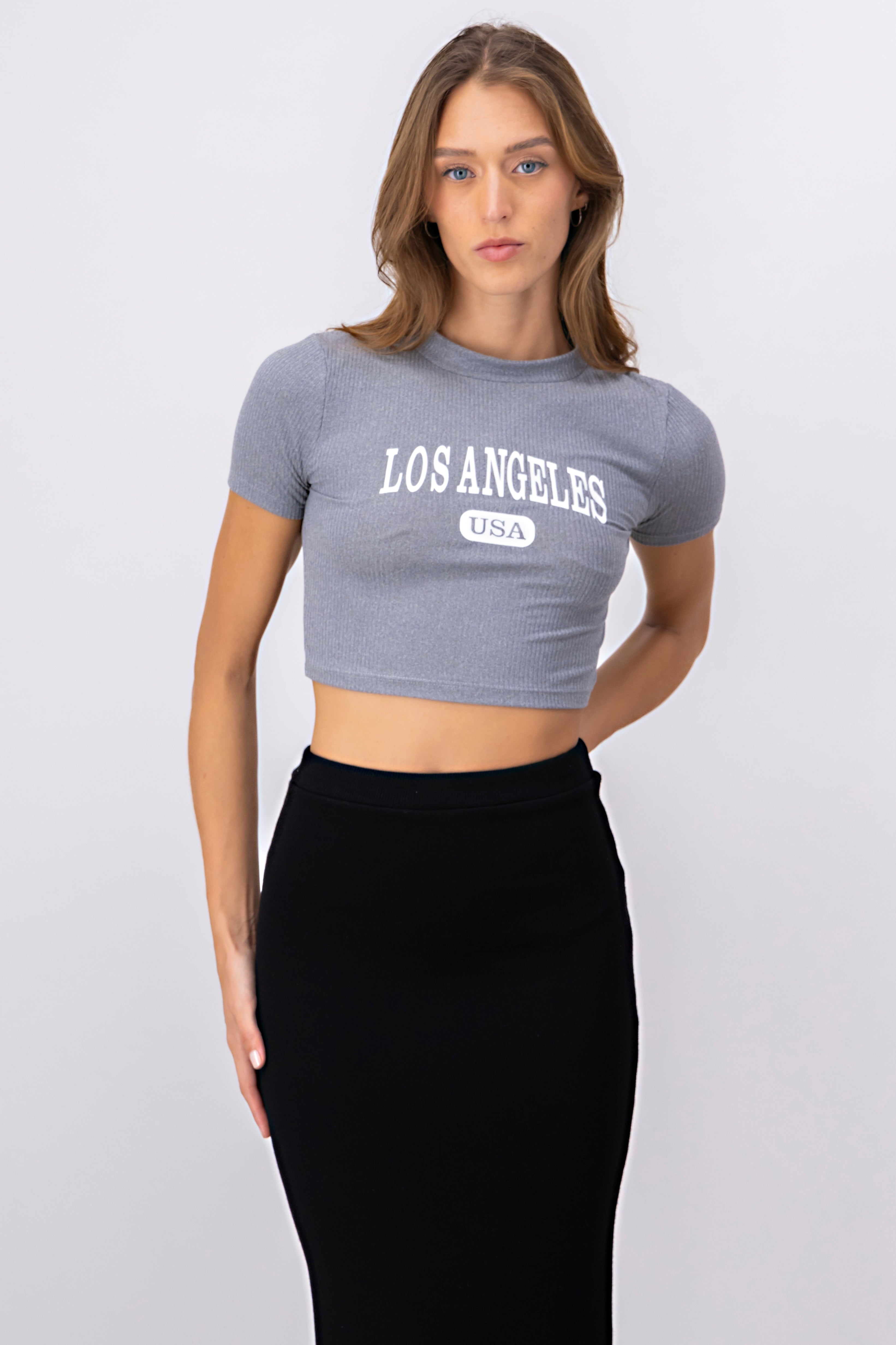 Top Cuello Alto Los Angeles GRIS