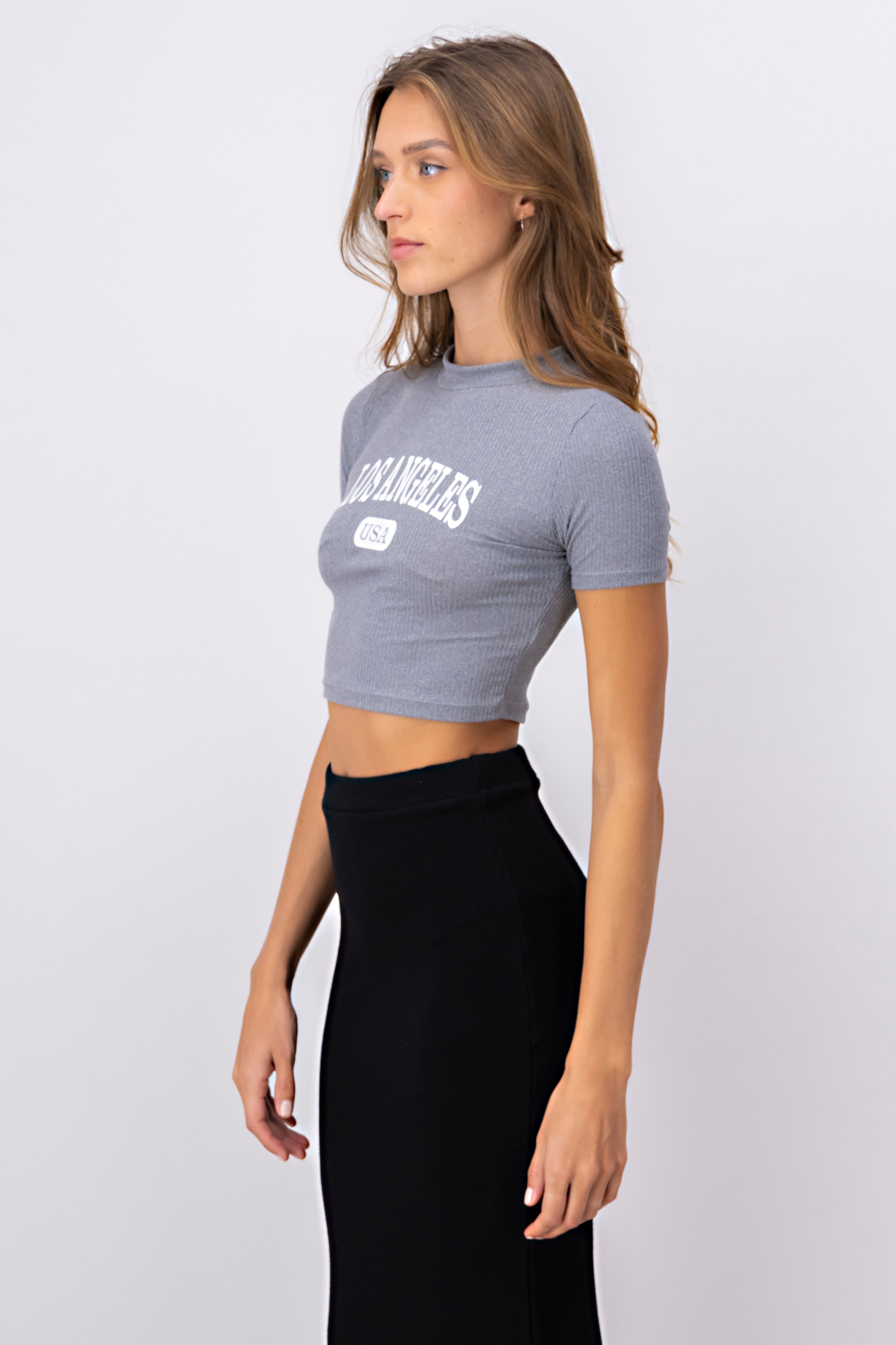 Top Cuello Alto Los Angeles GRIS