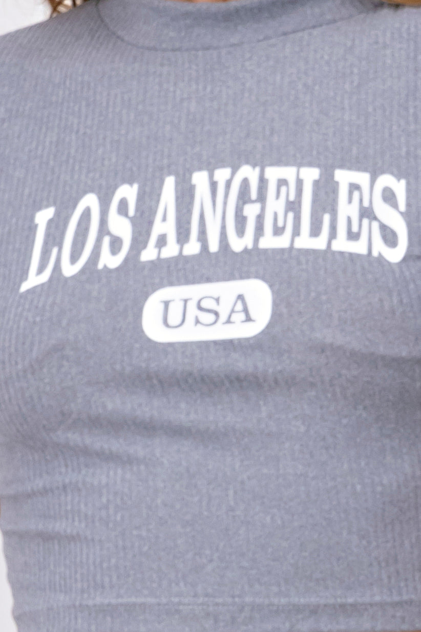 Top Cuello Alto Los Angeles GRIS