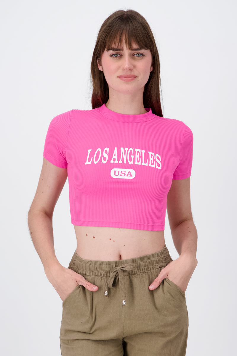 Top Cuello Alto Los Angeles ROSA NEON