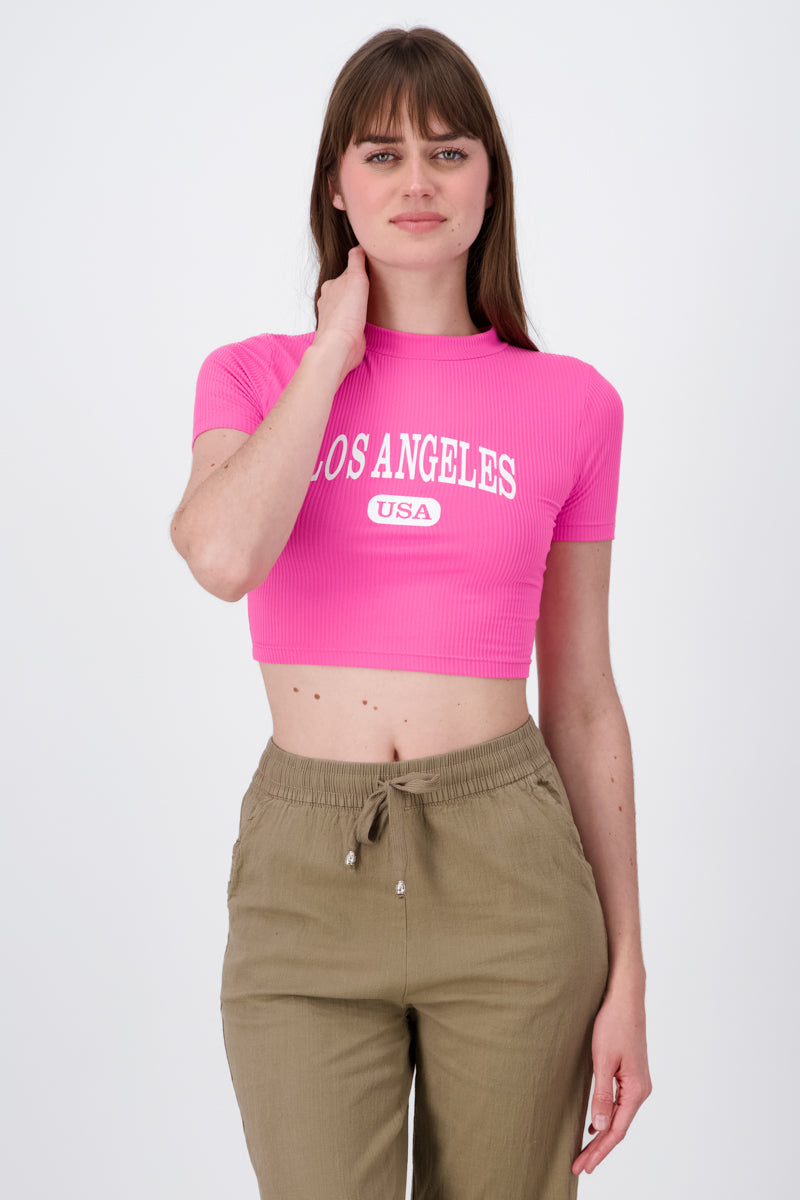 Top Cuello Alto Los Angeles ROSA NEON