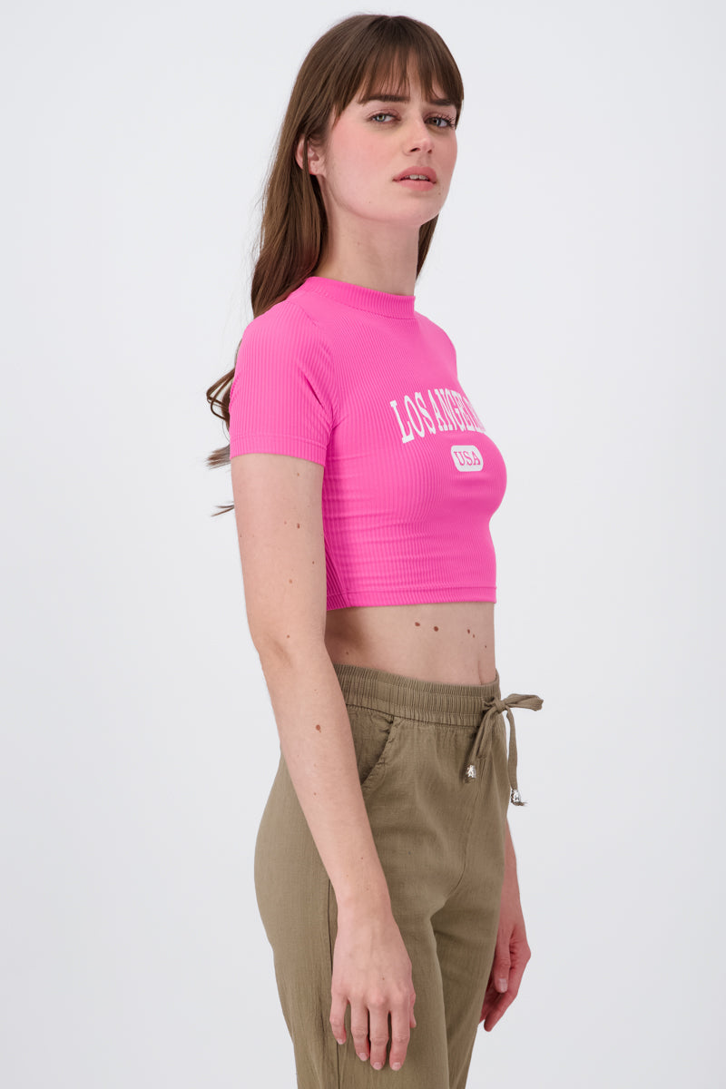 Top Cuello Alto Los Angeles ROSA NEON