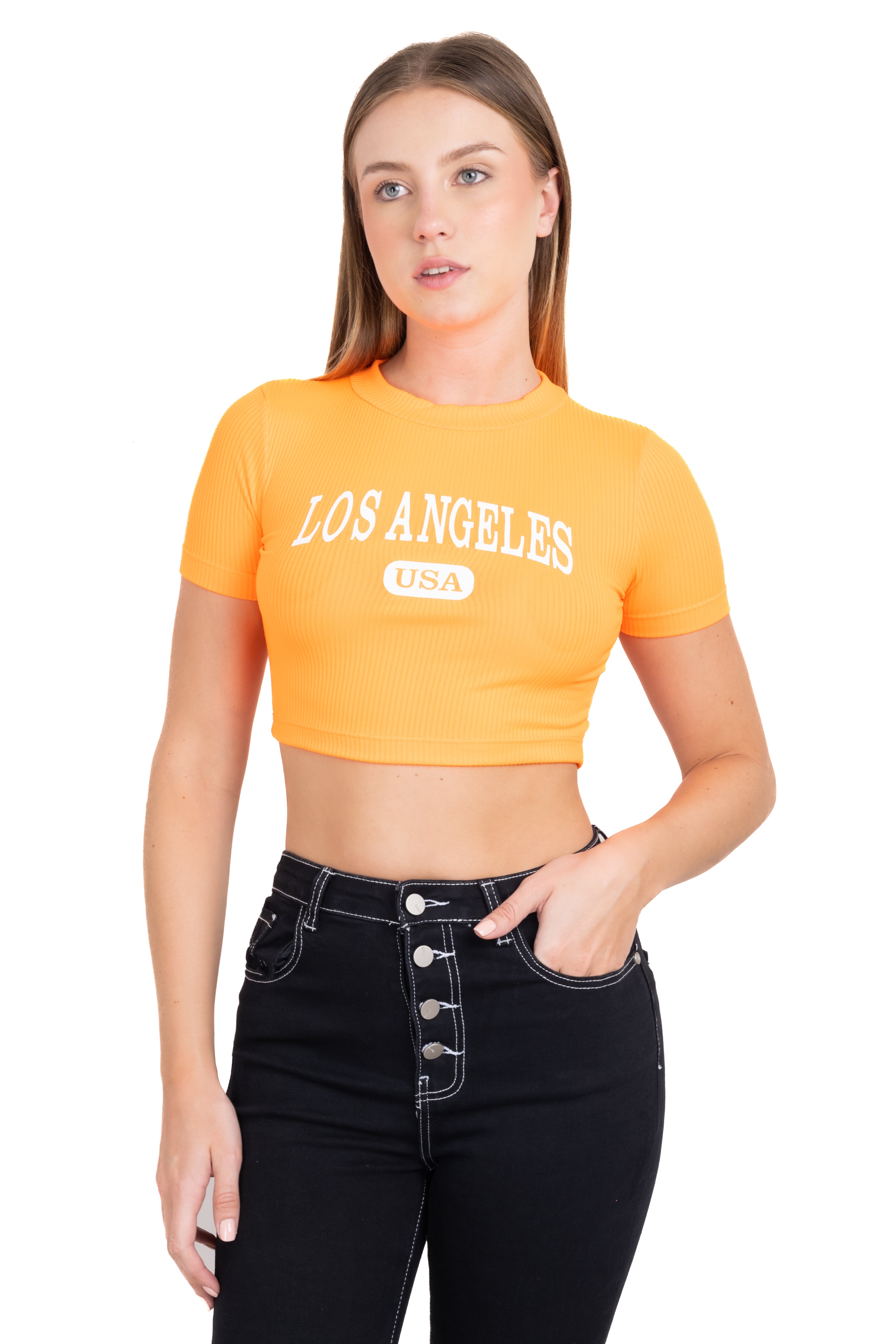 Top Cuello Alto Los Angeles NARANJA NEON