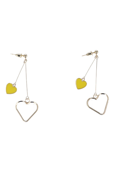 Aretes Largos Corazón AMARILLO