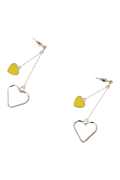 Aretes Largos Corazón AMARILLO