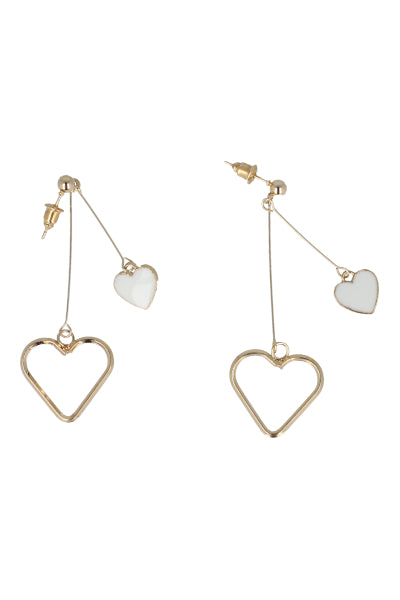 Aretes Largos Corazón BEIGE