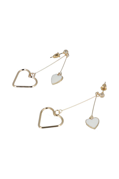 Aretes Largos Corazón BEIGE