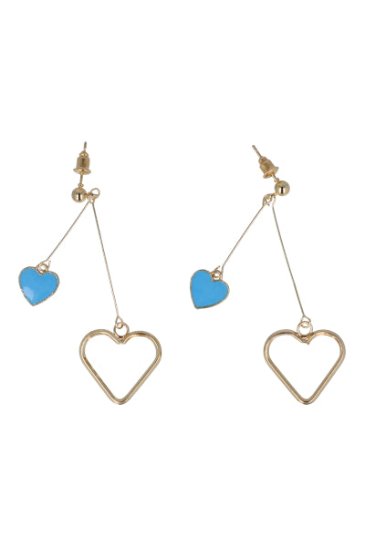 Aretes Largos Corazón AZUL