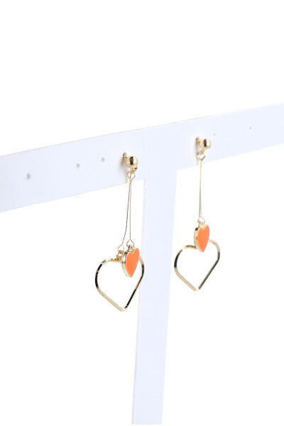 Aretes Largos Corazón NARANJA