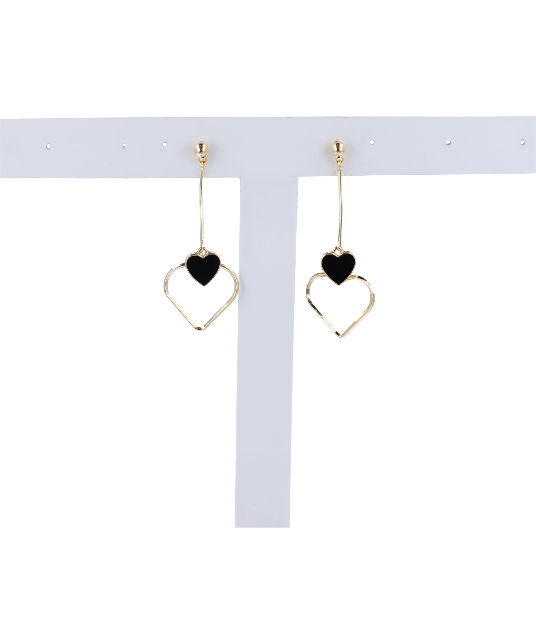 Aretes Largos Corazón NEGRO