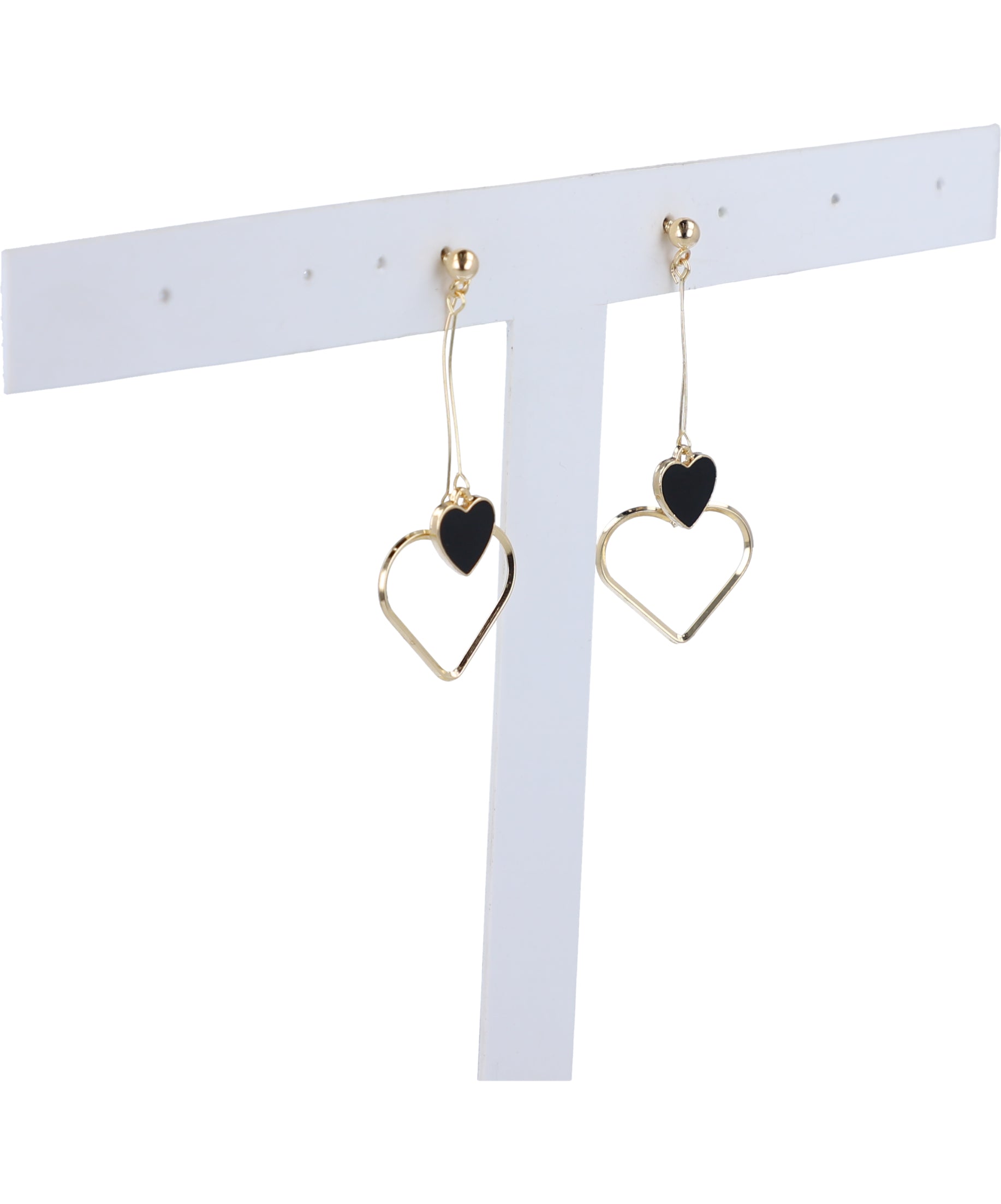 Aretes Largos Corazón NEGRO