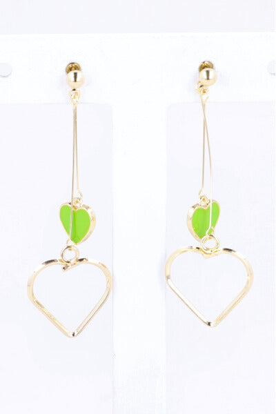 Aretes Largos Corazón VERDE