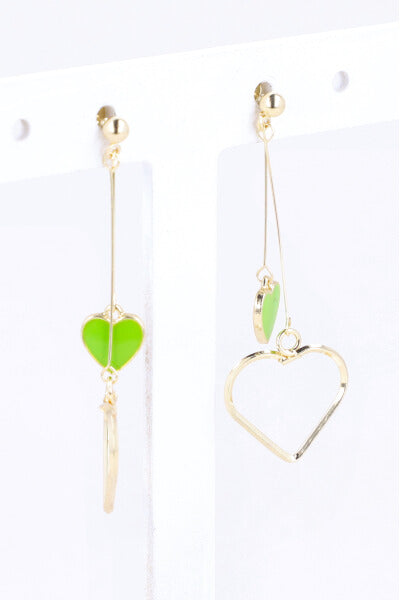 Aretes Largos Corazón VERDE