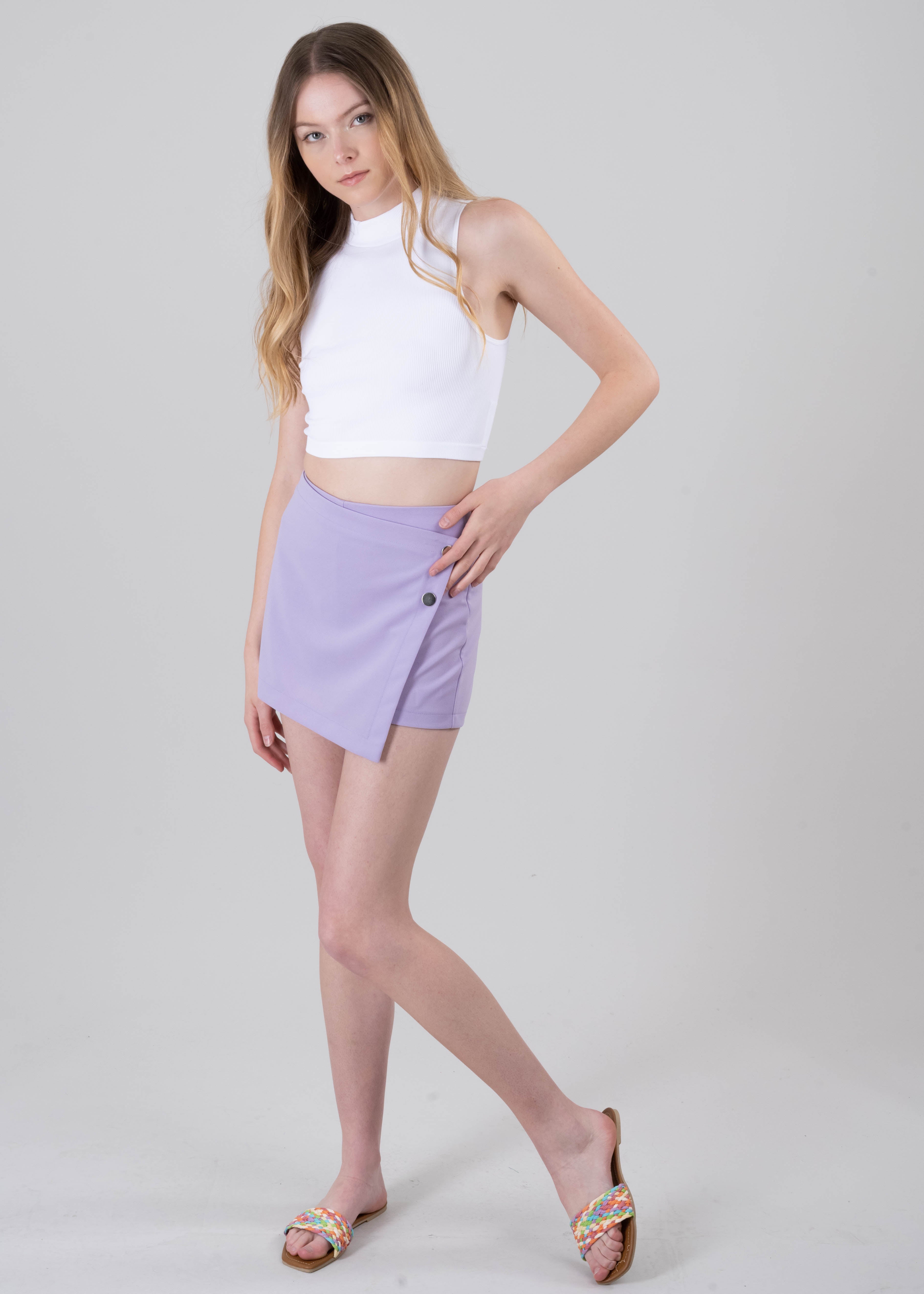 Falda Short Botones Laterales MORADO