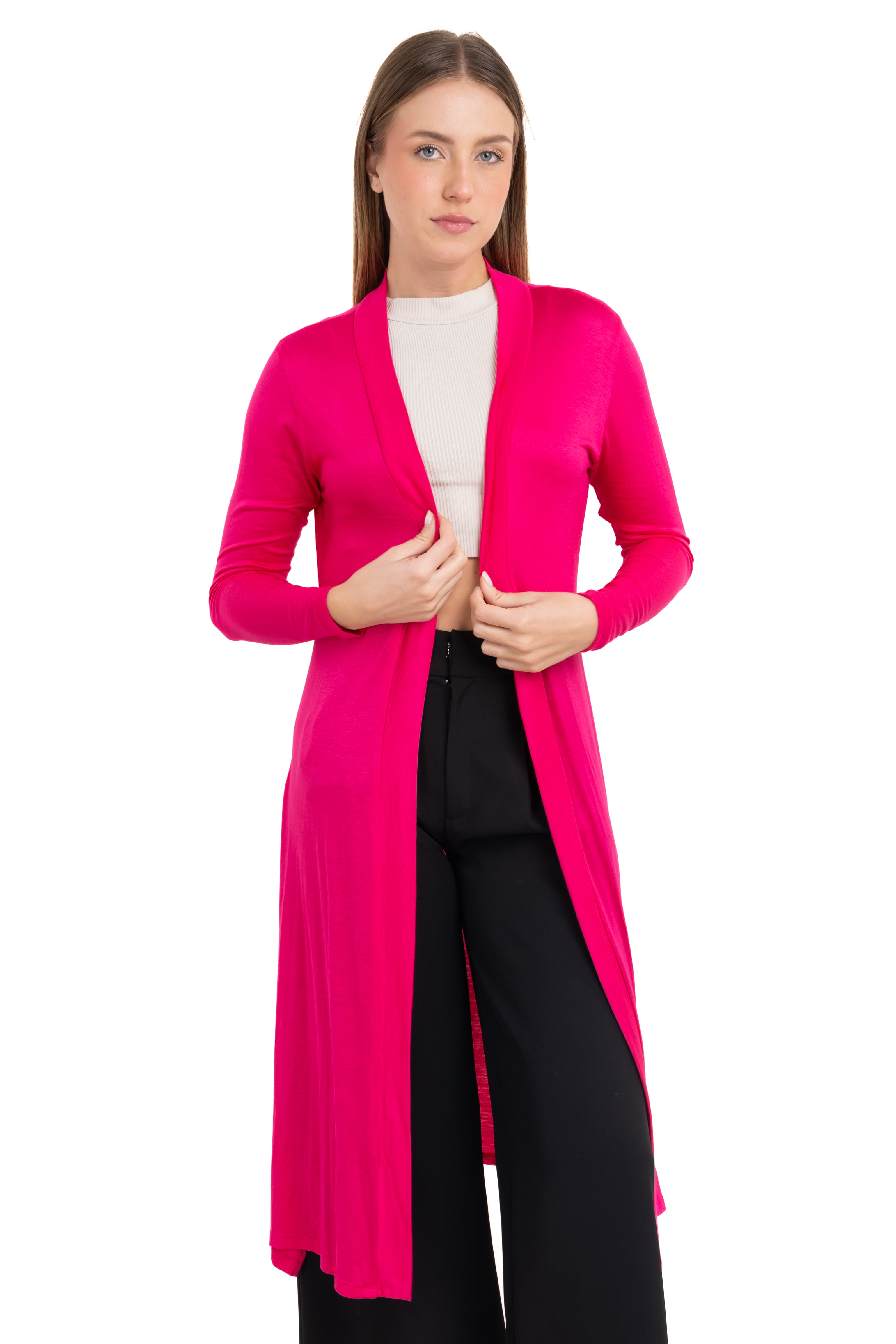 Light long cardigan MAGENTA