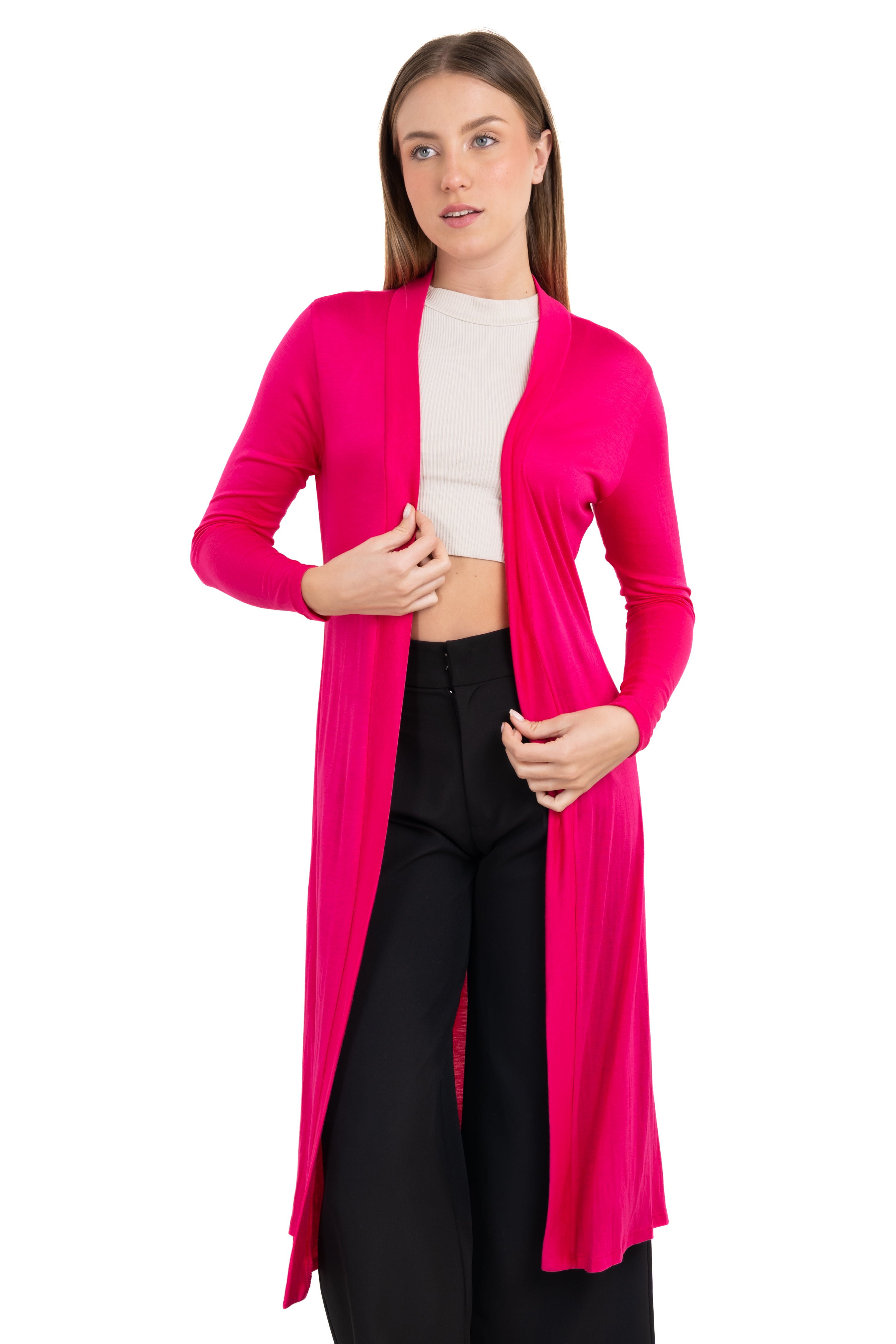 Light long cardigan MAGENTA